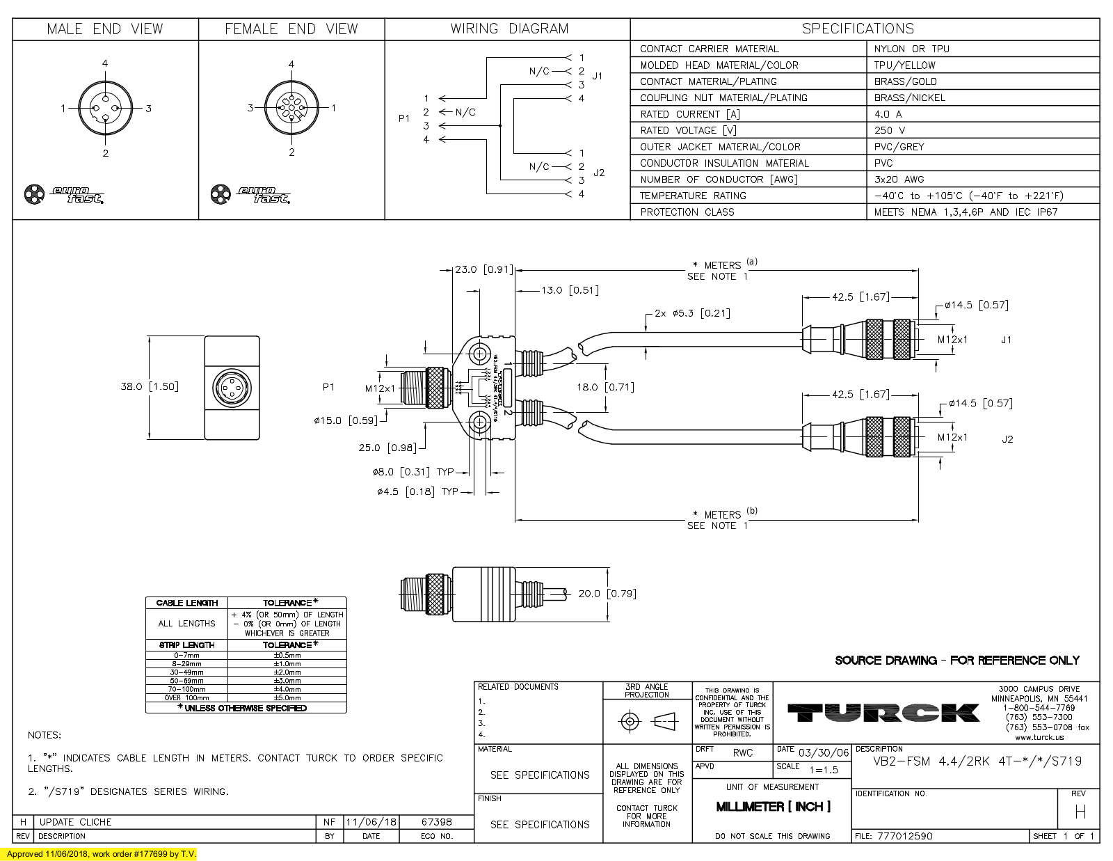 Turck VB2-FSM4.4/2RK4T-1/1/S719 Specification Sheet