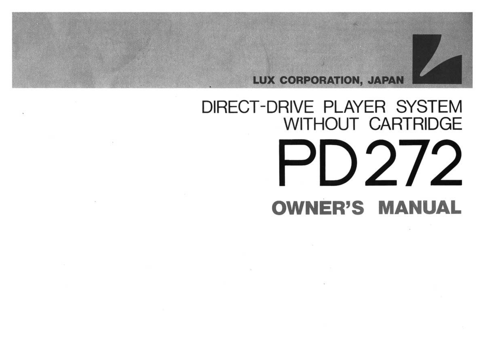 Luxman PD-272 Owners manual