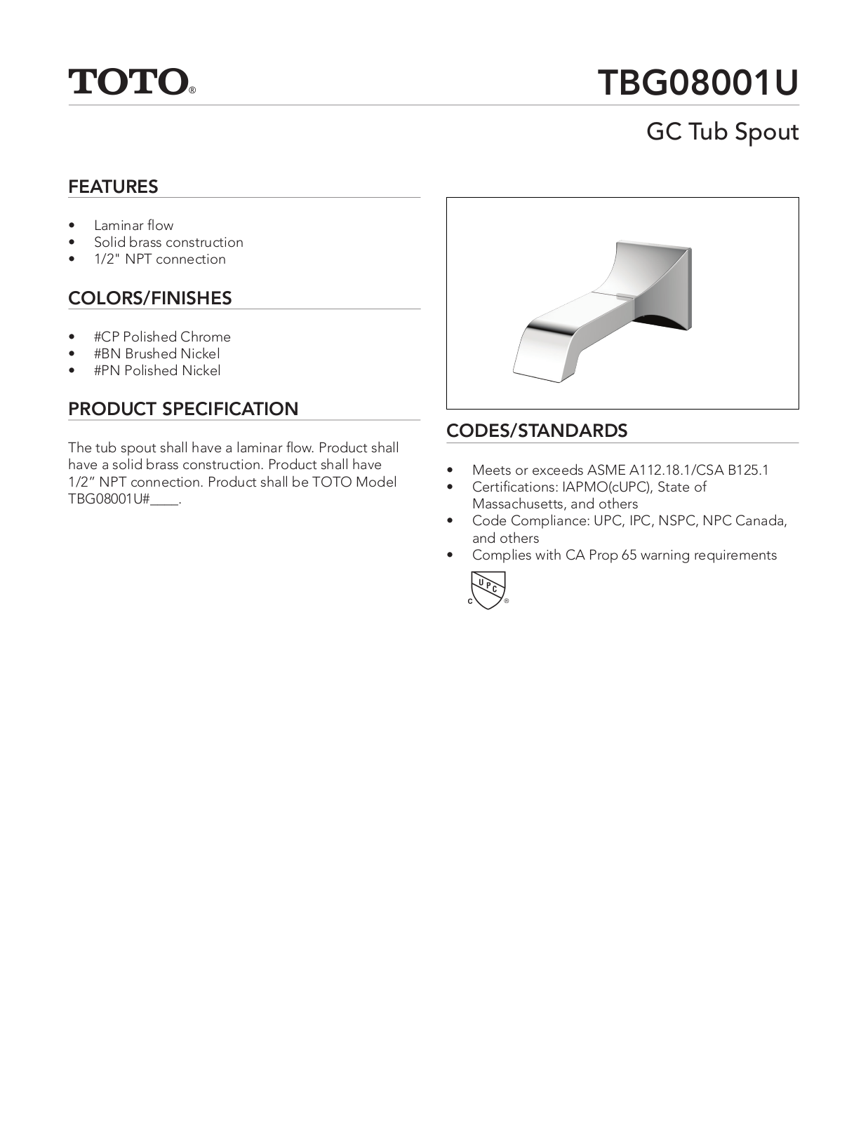 TOTO SBSA2188 Specifications - ManualMachine.com