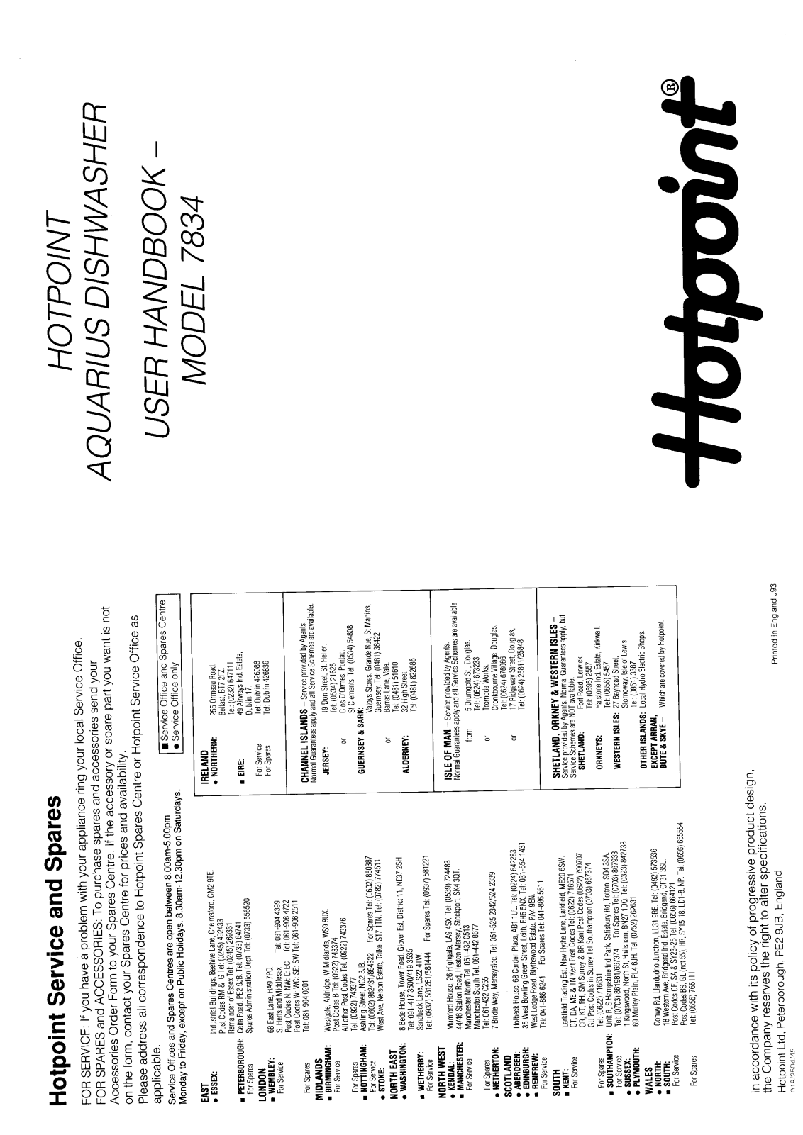 Hotpoint 7834 User Manual