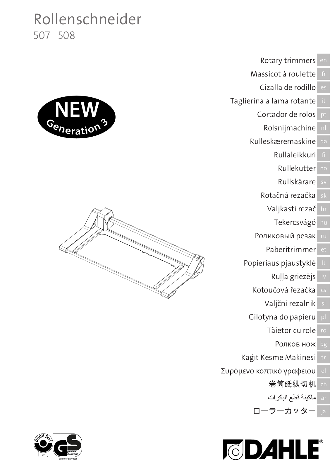 Dahle 508, 507 User manual