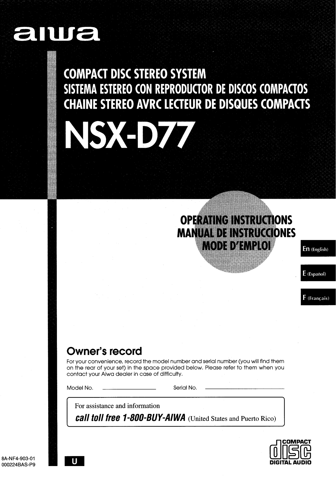 Sony NSXD77 Operating manual