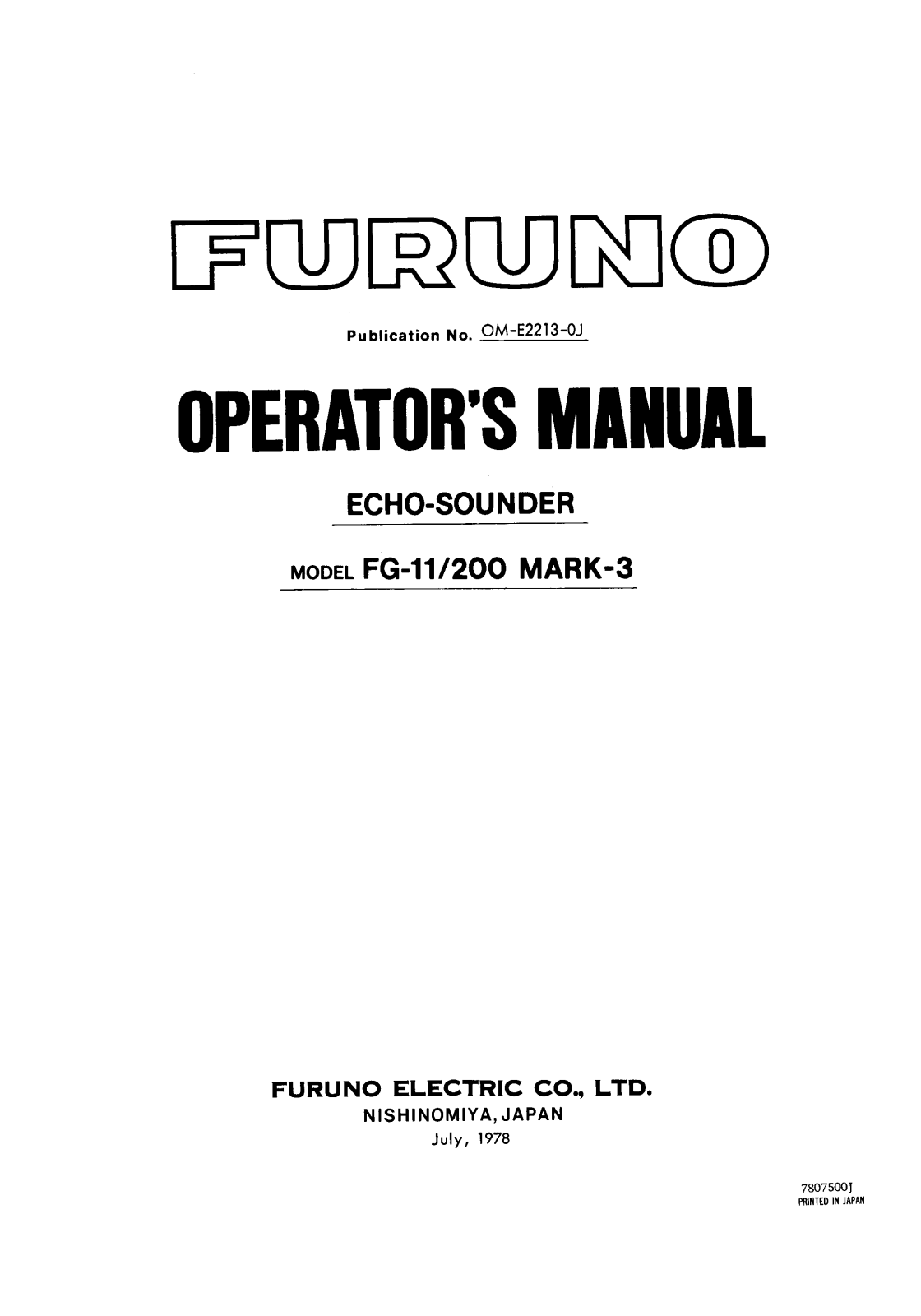 Furuno FG-11-200 MARK-3 User Manual