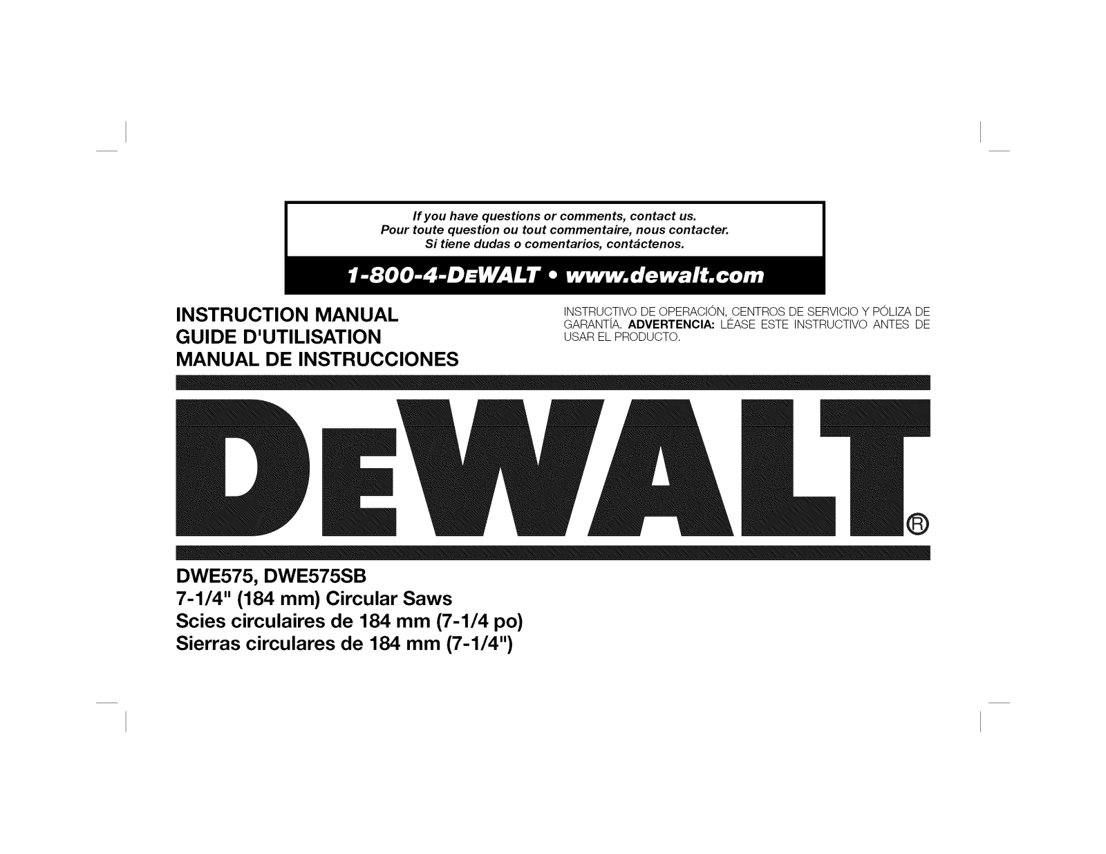 Dewalt DWE575, DWE575SB User Manual - ManualMachine.com