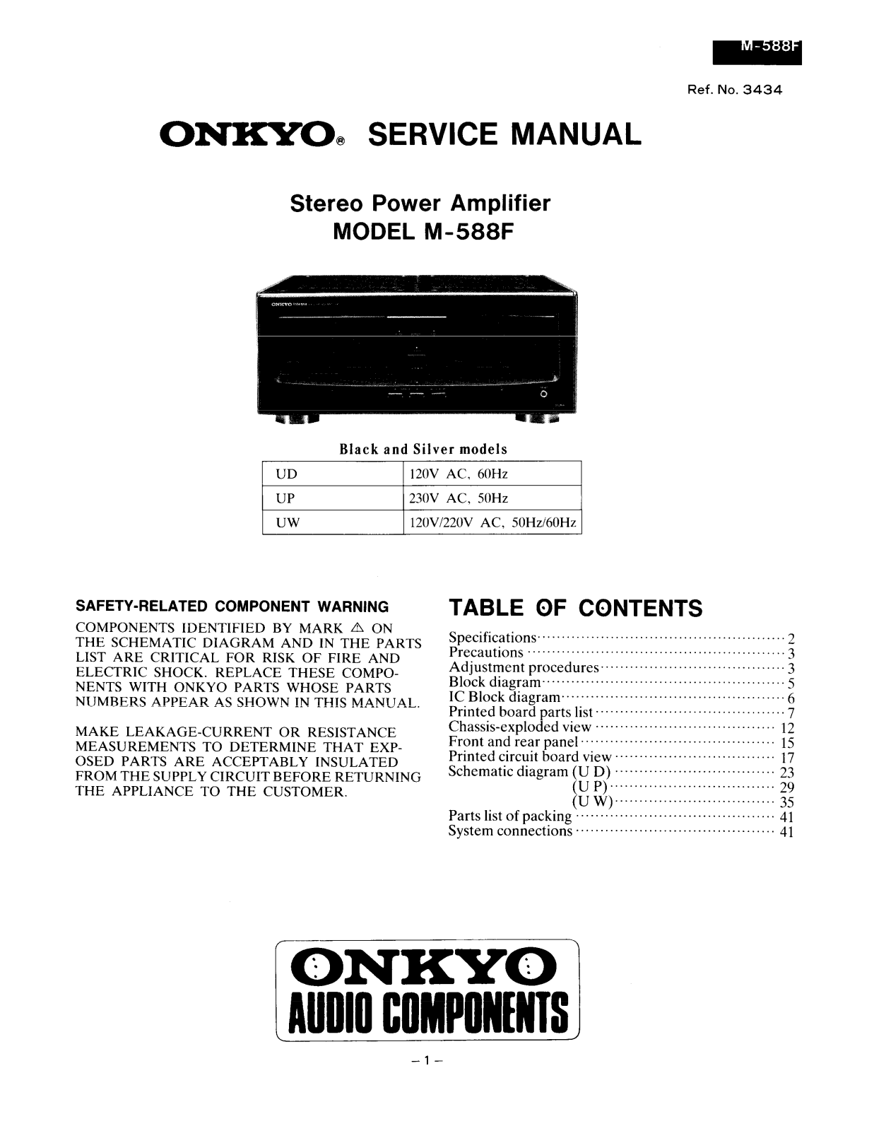Onkyo Integra-M-588F Service Manual