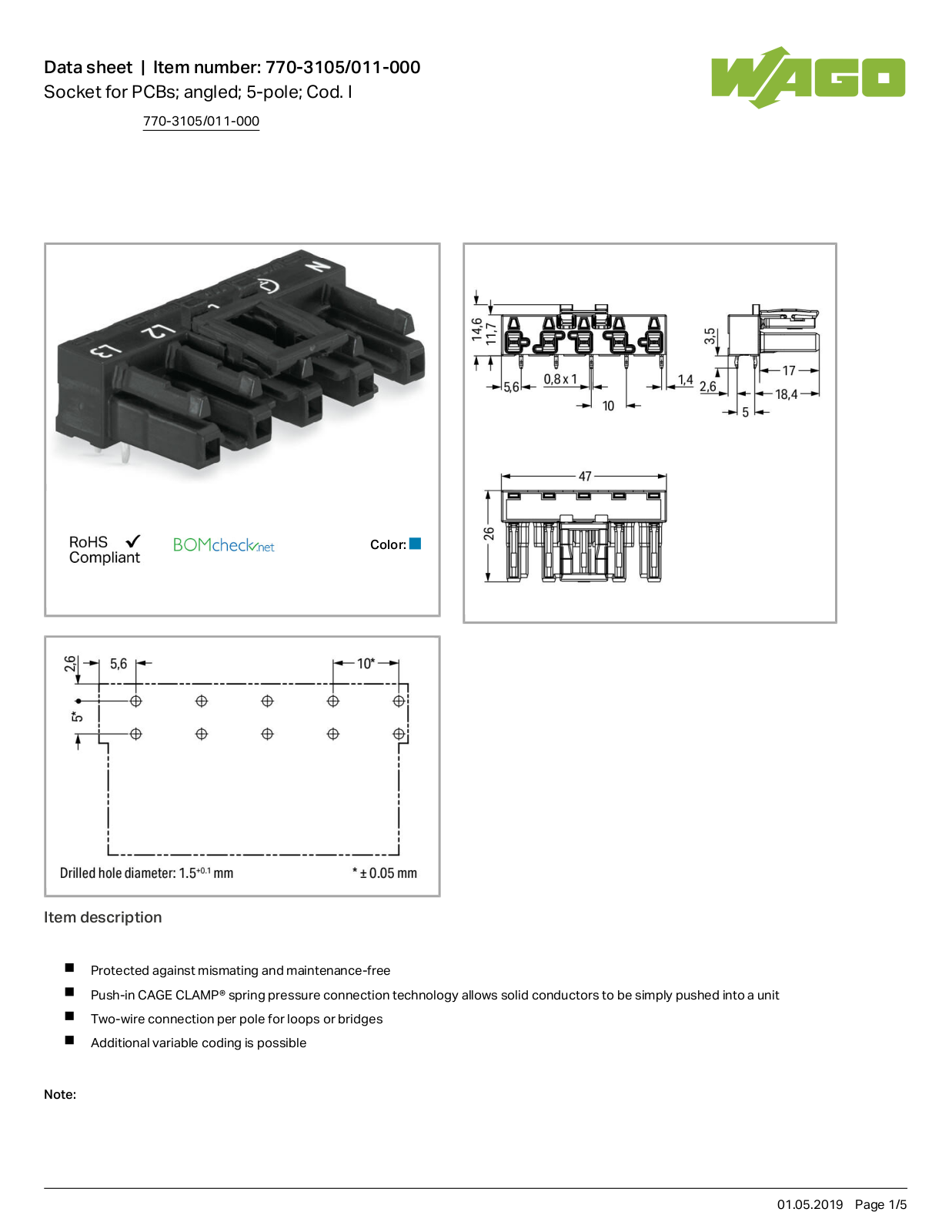 Wago 770-3105/011-000 Data Sheet