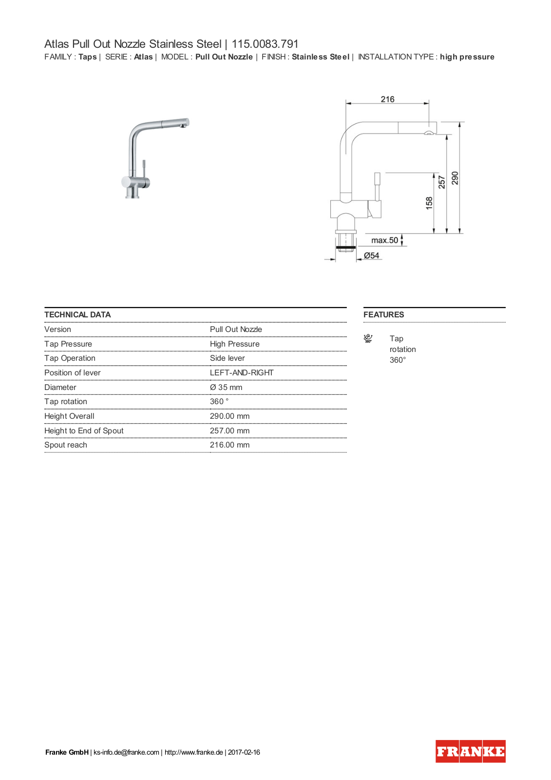 Franke 115.0083.791 Service Manual