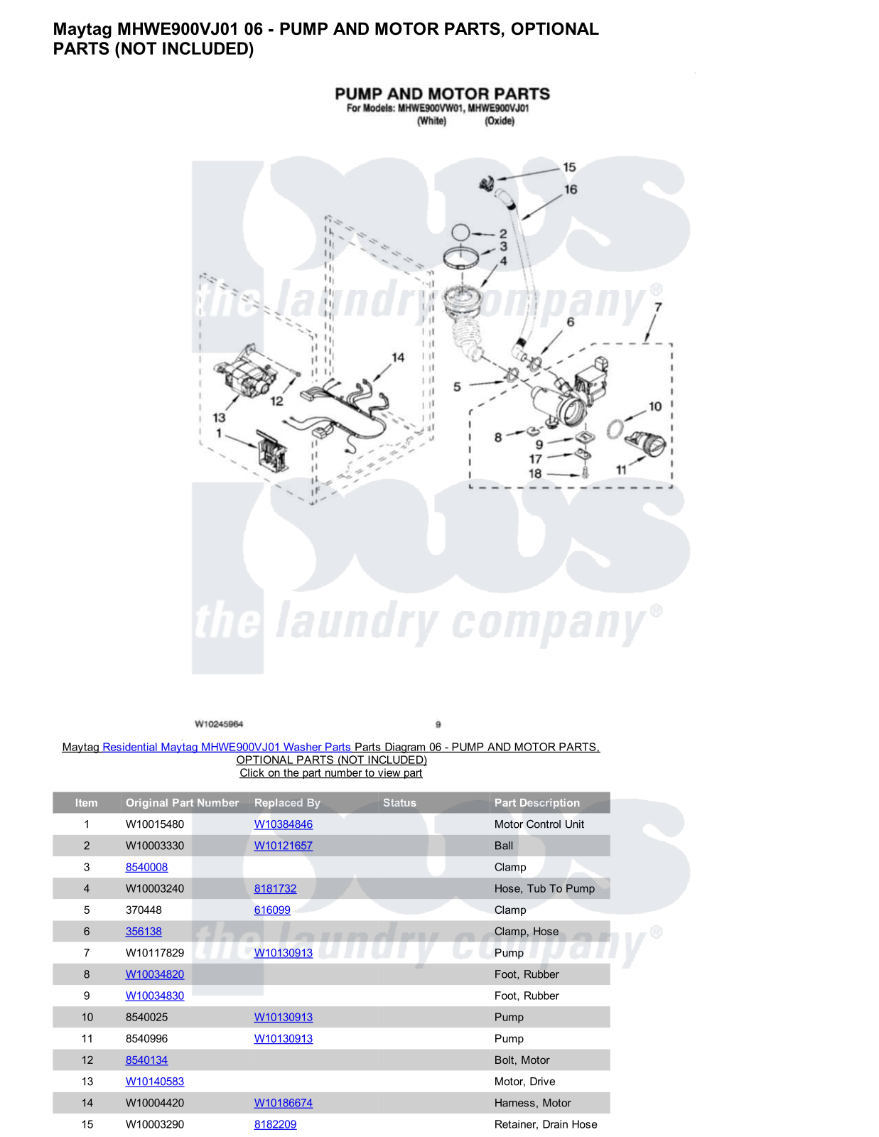 Maytag MHWE900VJ01 Parts Diagram