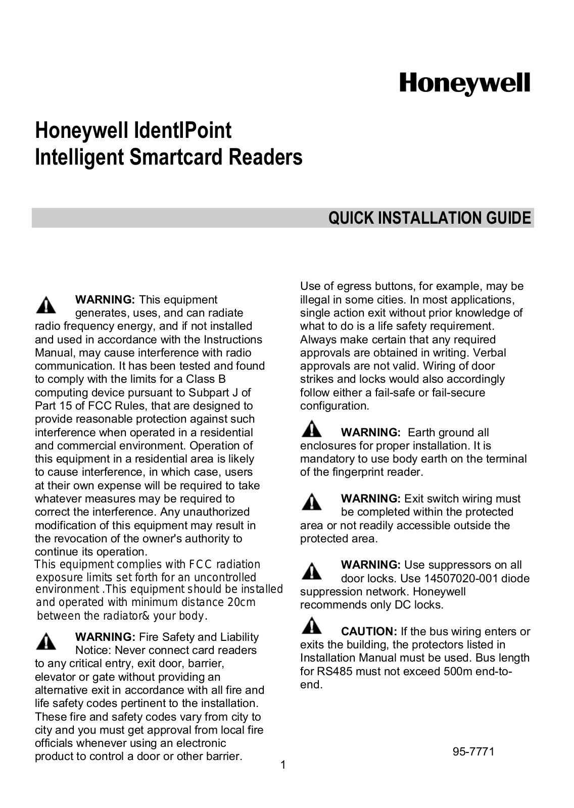 Honeywell BOTAC01 Users Manual