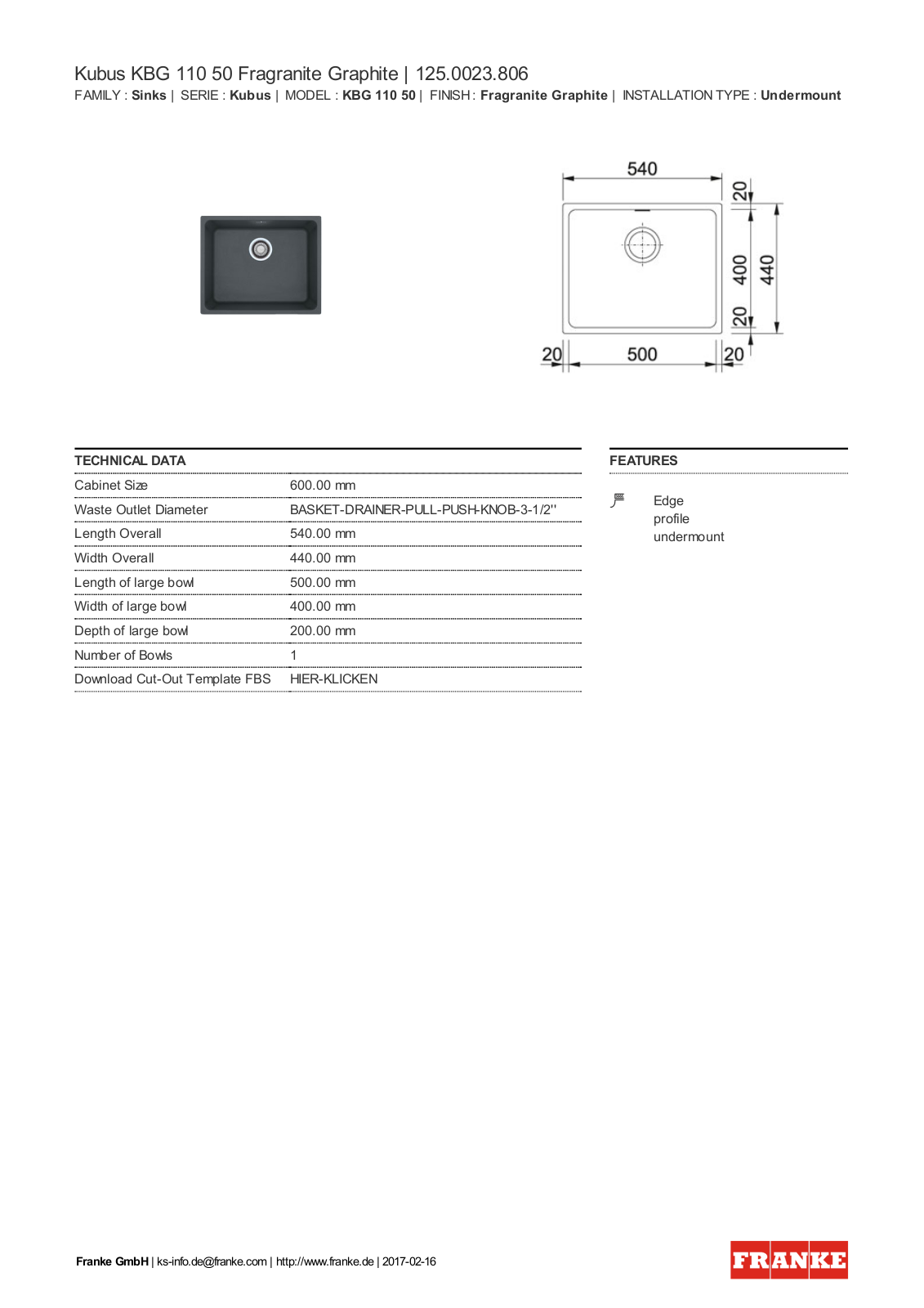 Franke 125.0023.806 Service Manual