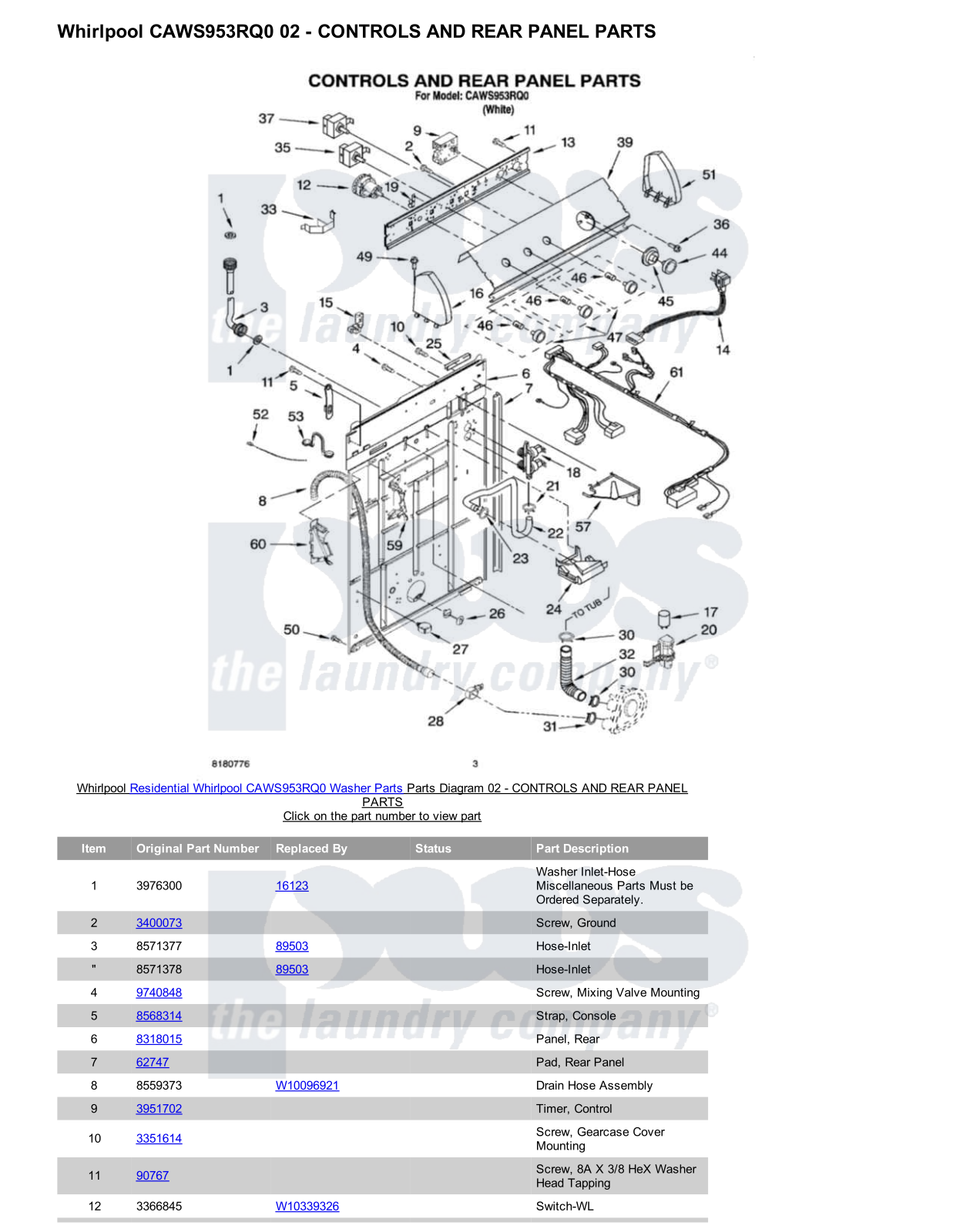 Whirlpool CAWS953RQ0 Parts Diagram