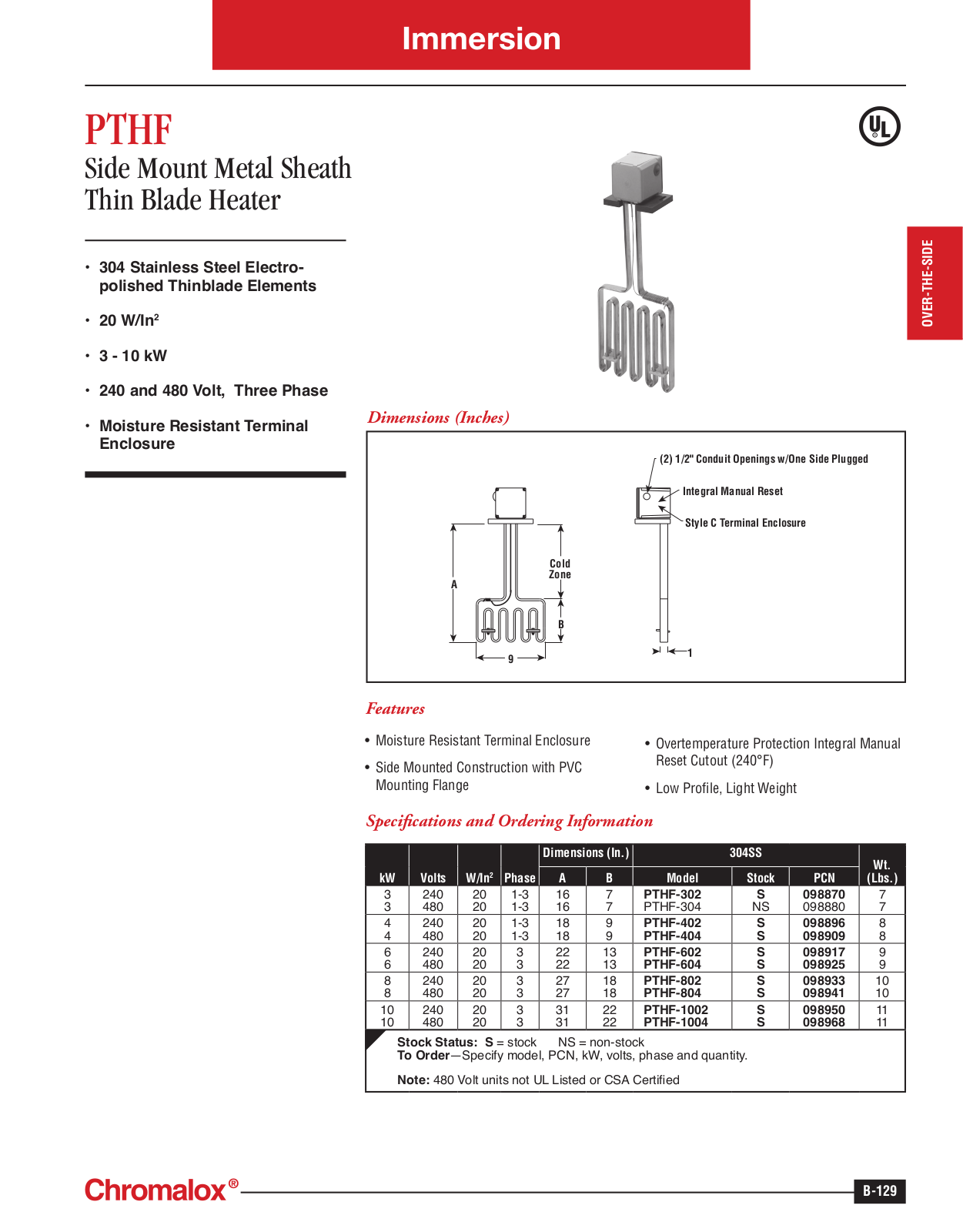 Chromalox PTHF Catalog Page