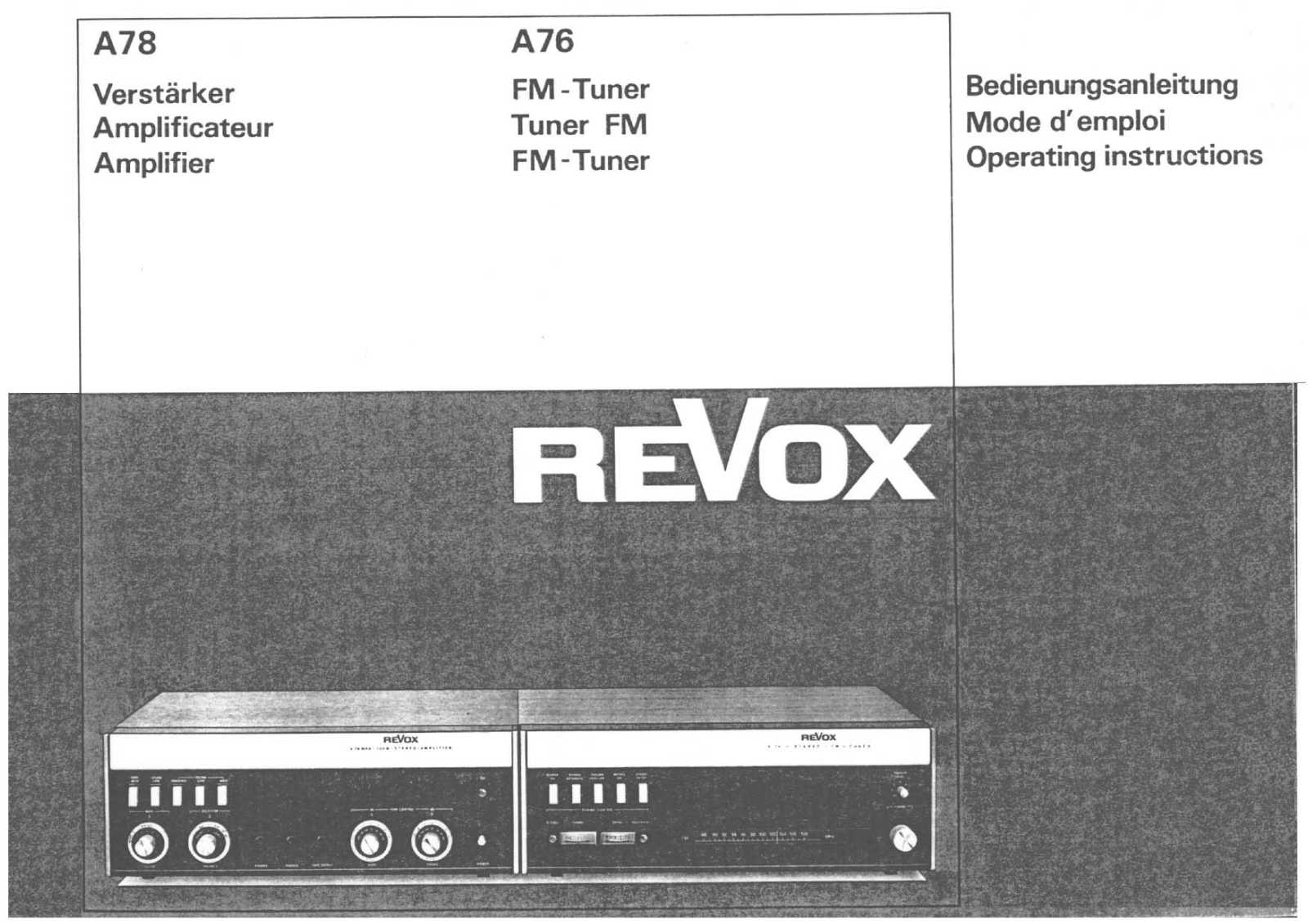 Revox A-78, A-76 Owners manual