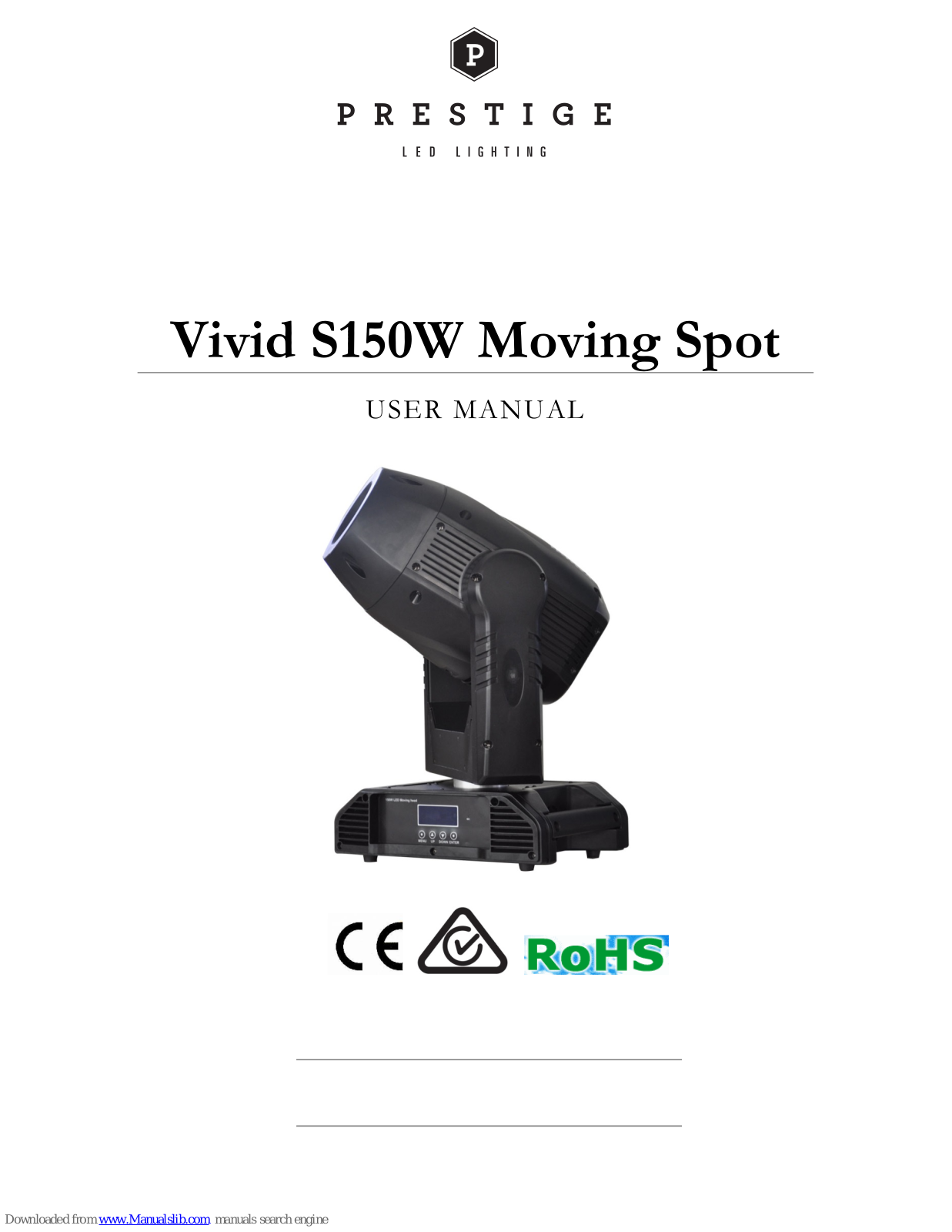 Prestige Vivid S150W Moving Spot User Manual