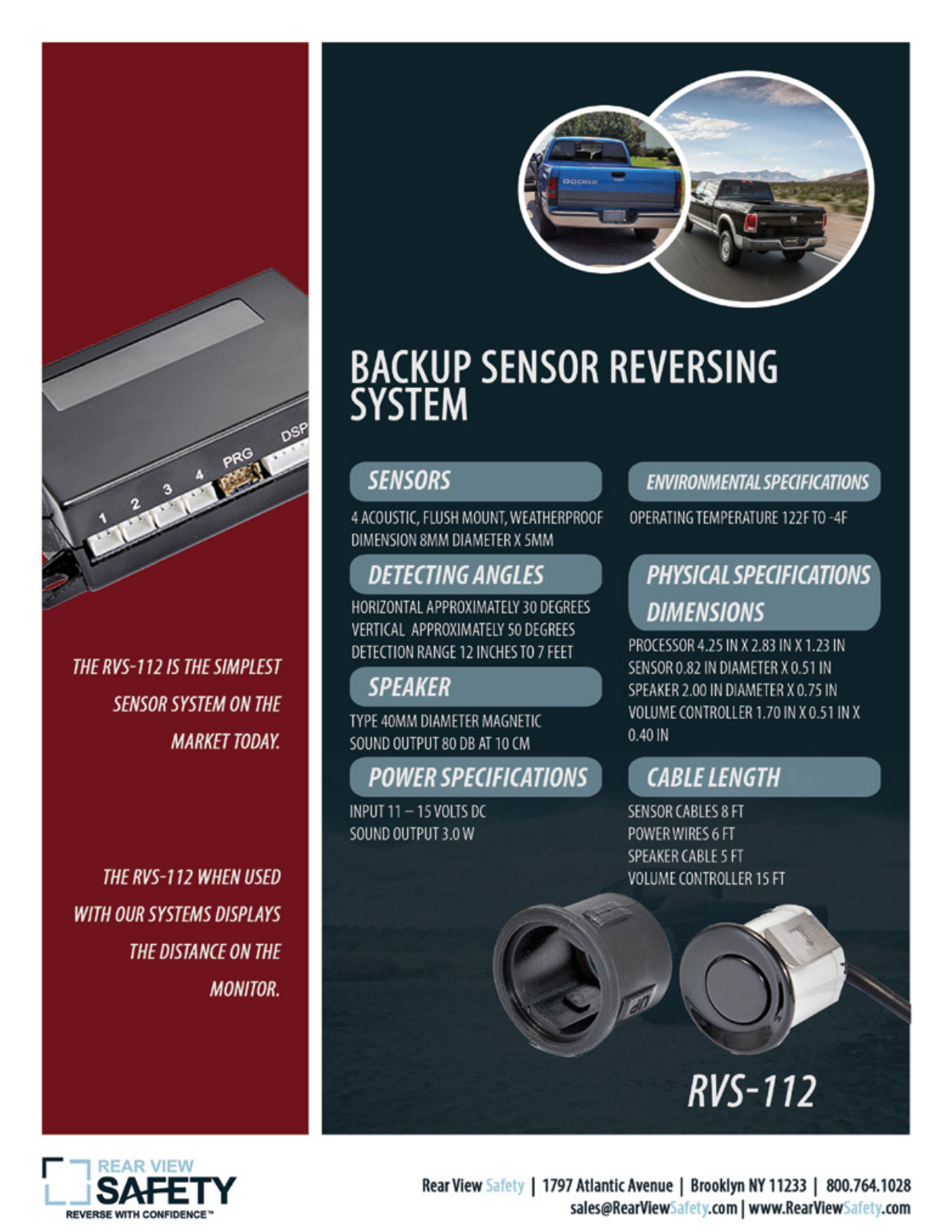 RVS Systems RVS-RS103 Specsheet