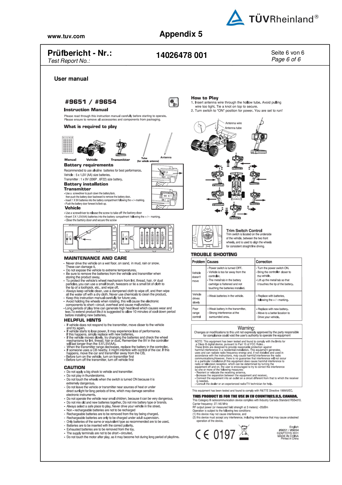 Zaptoys 9651 27TX User Manual