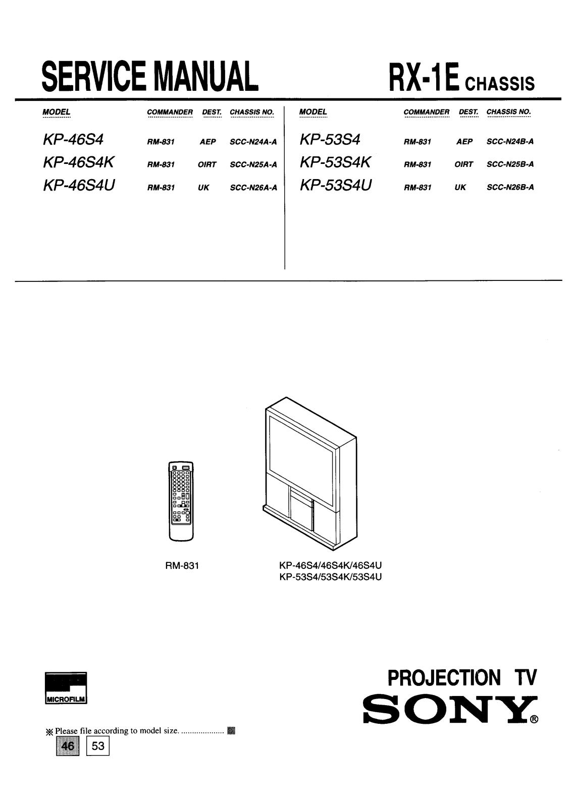 Sony kp46s4, kp46s4k, kp46s4u, kp53s4, kp53s4k schematic