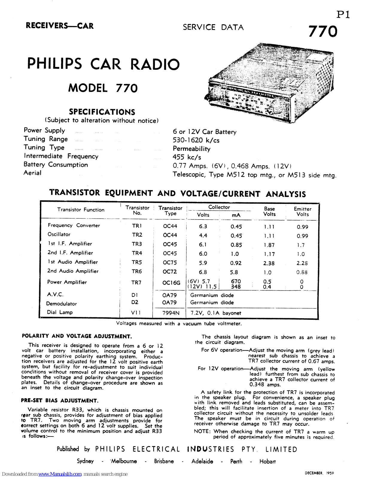 Philips 770 Service Data