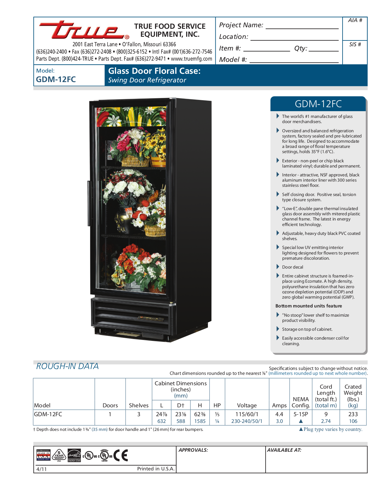 True GDM-12FC User Manual