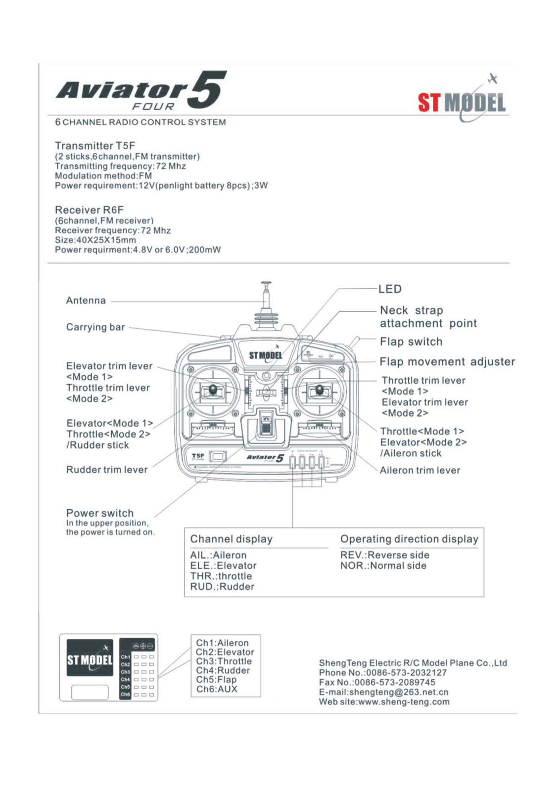 Jiaxing Shengteng R C Model Plane ST08018A User Manual