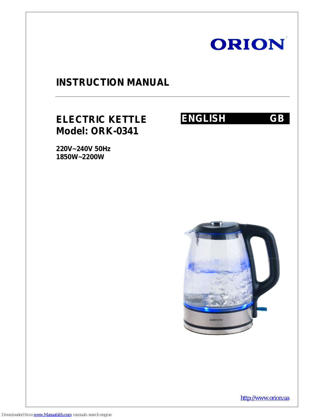 Orion ORK-0341 Instruction Manual