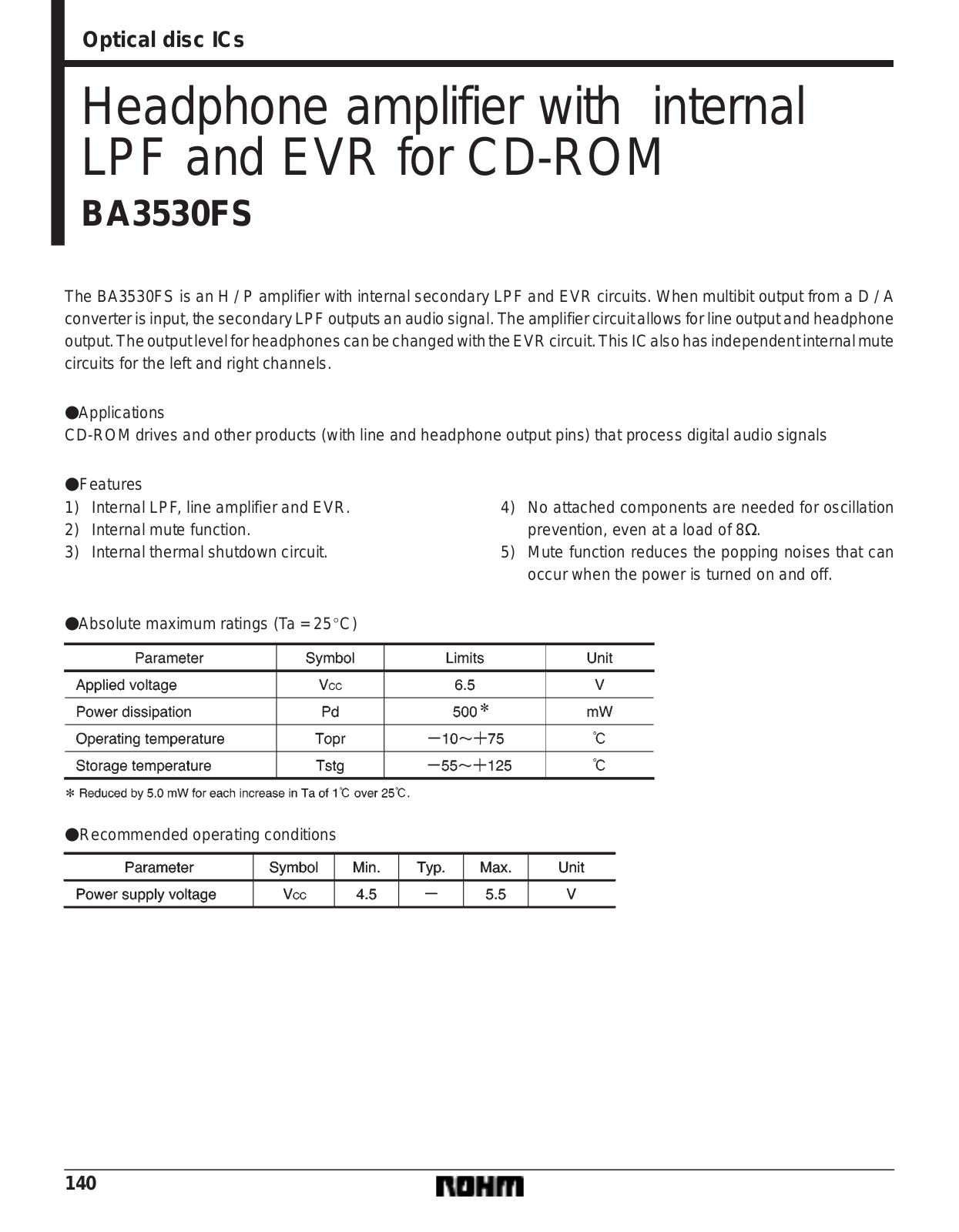 ROHM BA3530FS Datasheet