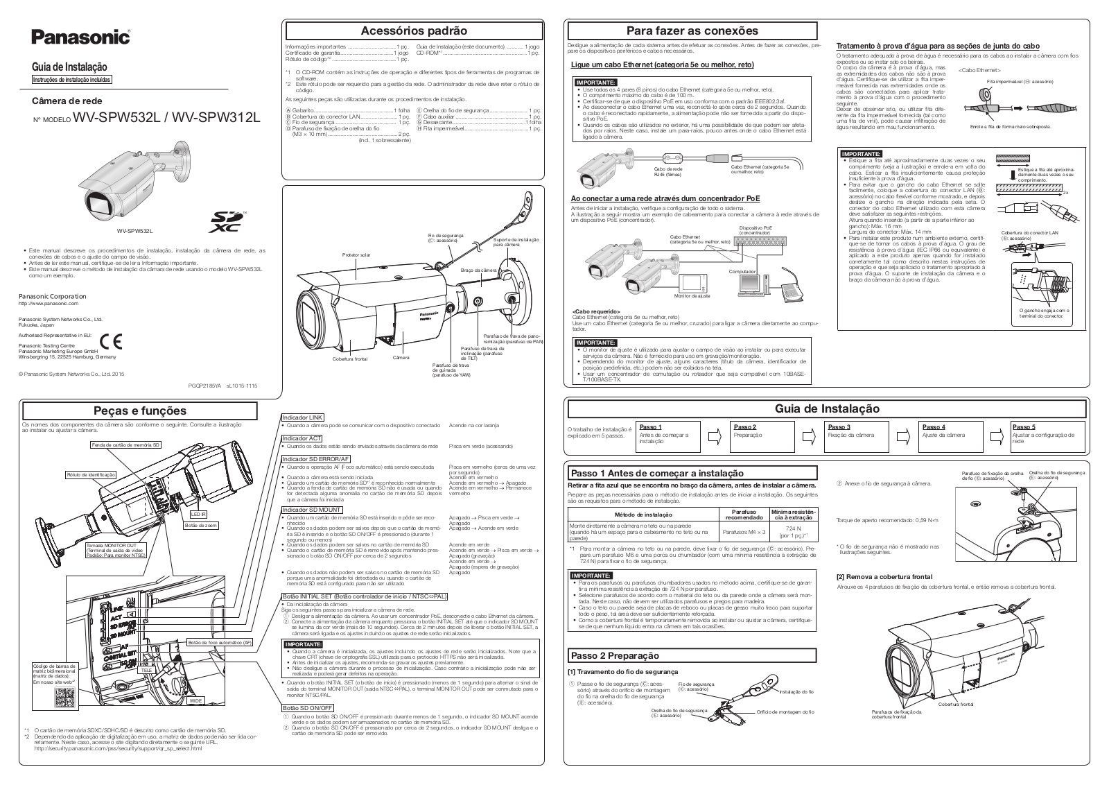 Panasonic WV-SPW532L, WV-SPW312L Installation Manual