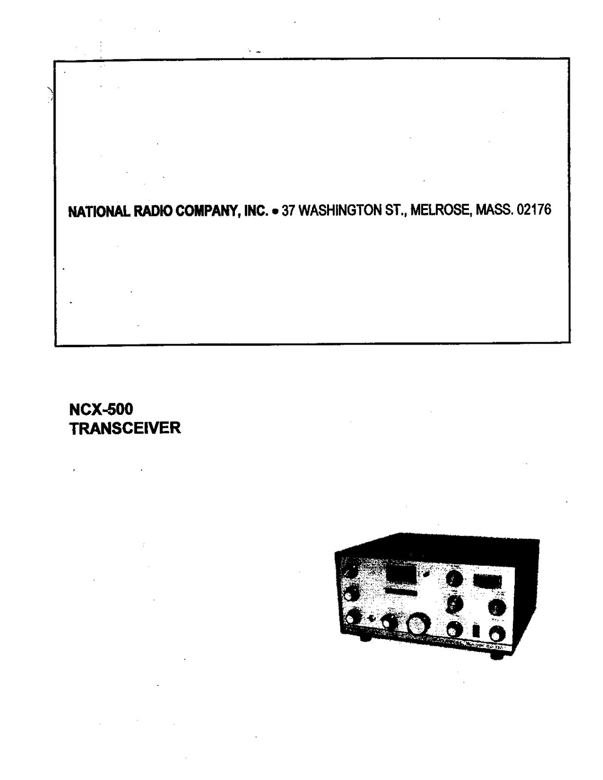 NATIONAL RADIO NCX-500 User Manual