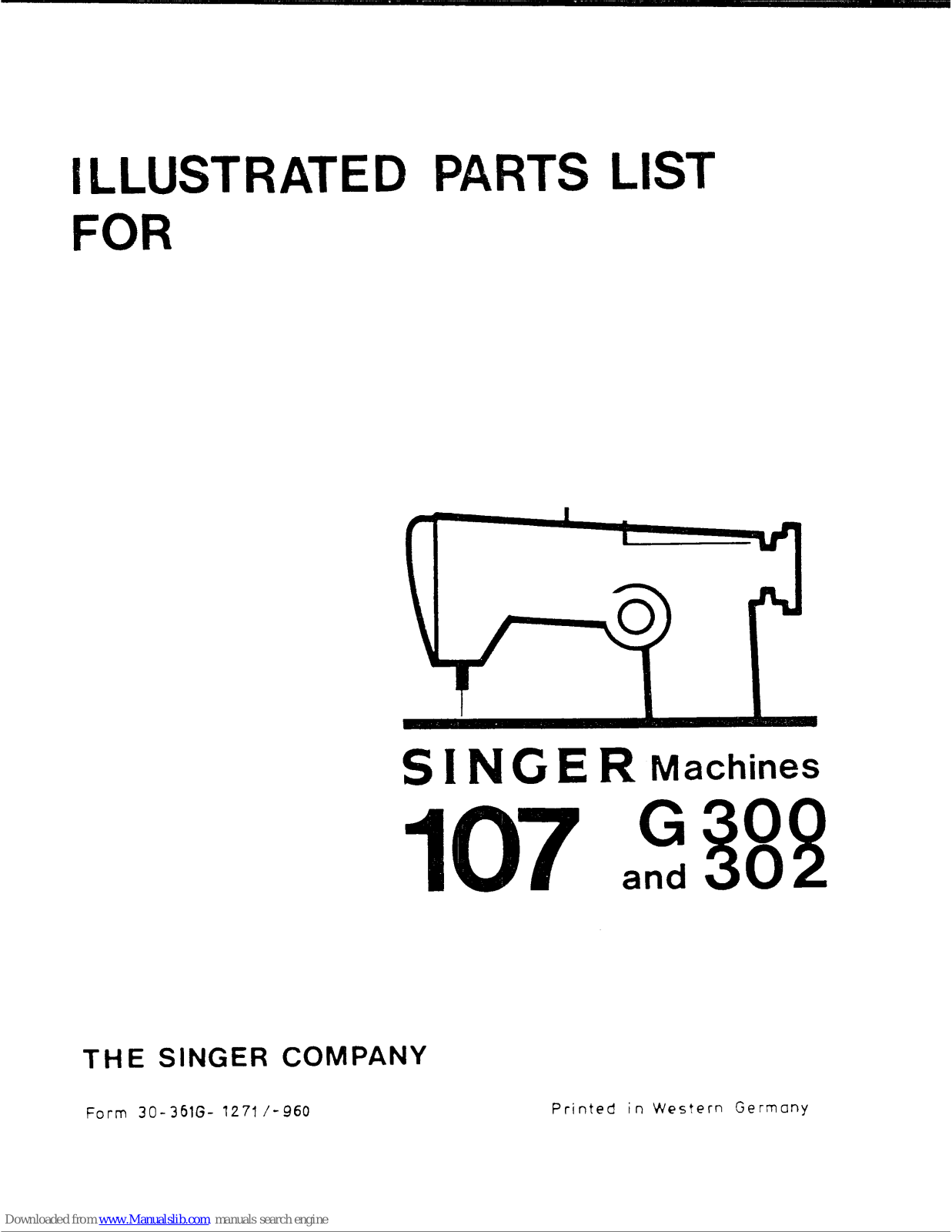 Singer G300, 107 300 Illustrated Parts List