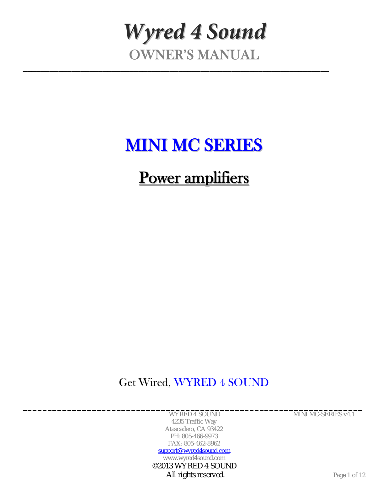 Wyred 4 Sound MC Series User Manual