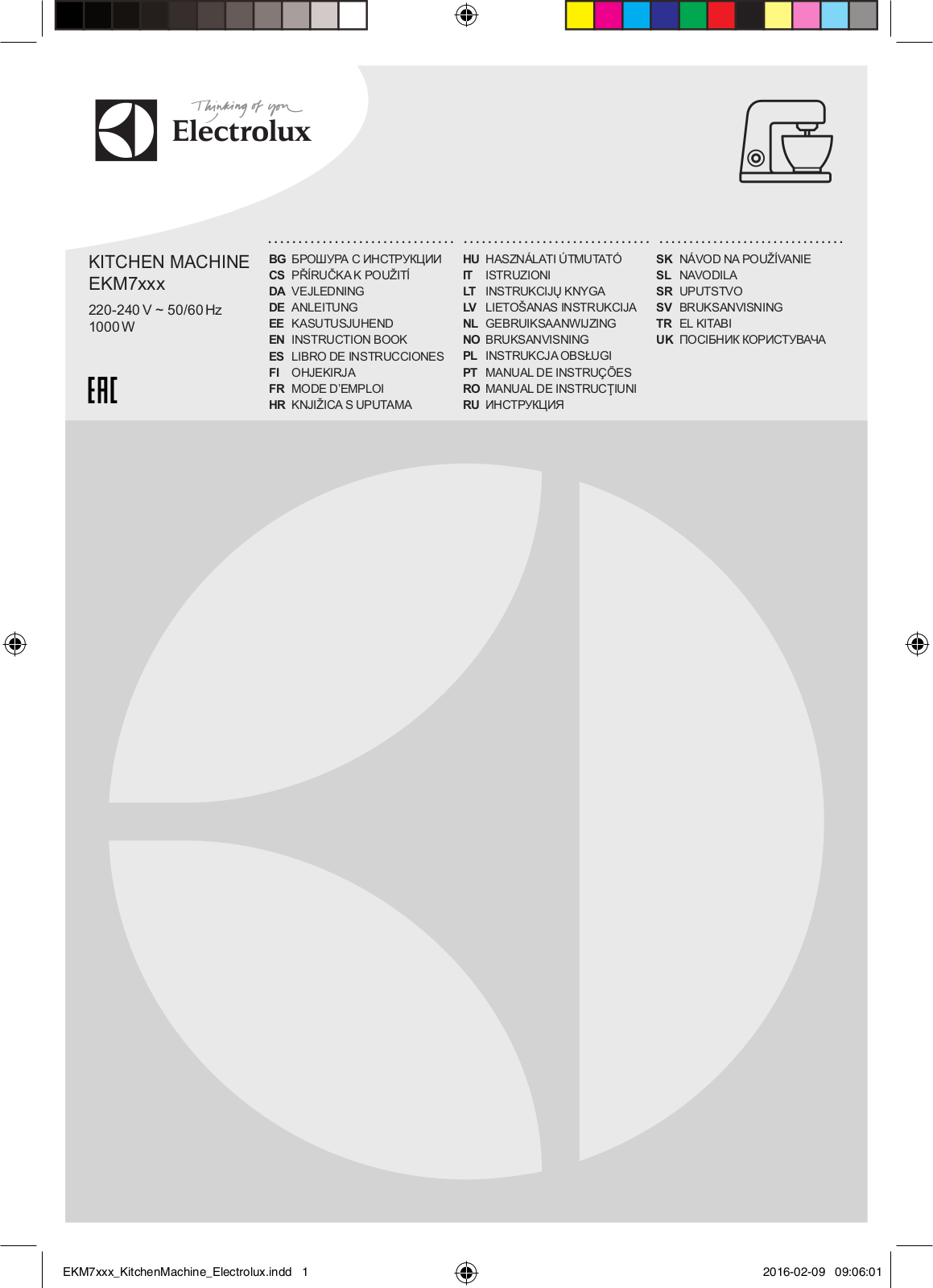 Electrolux EKM7300 Operating Instructions