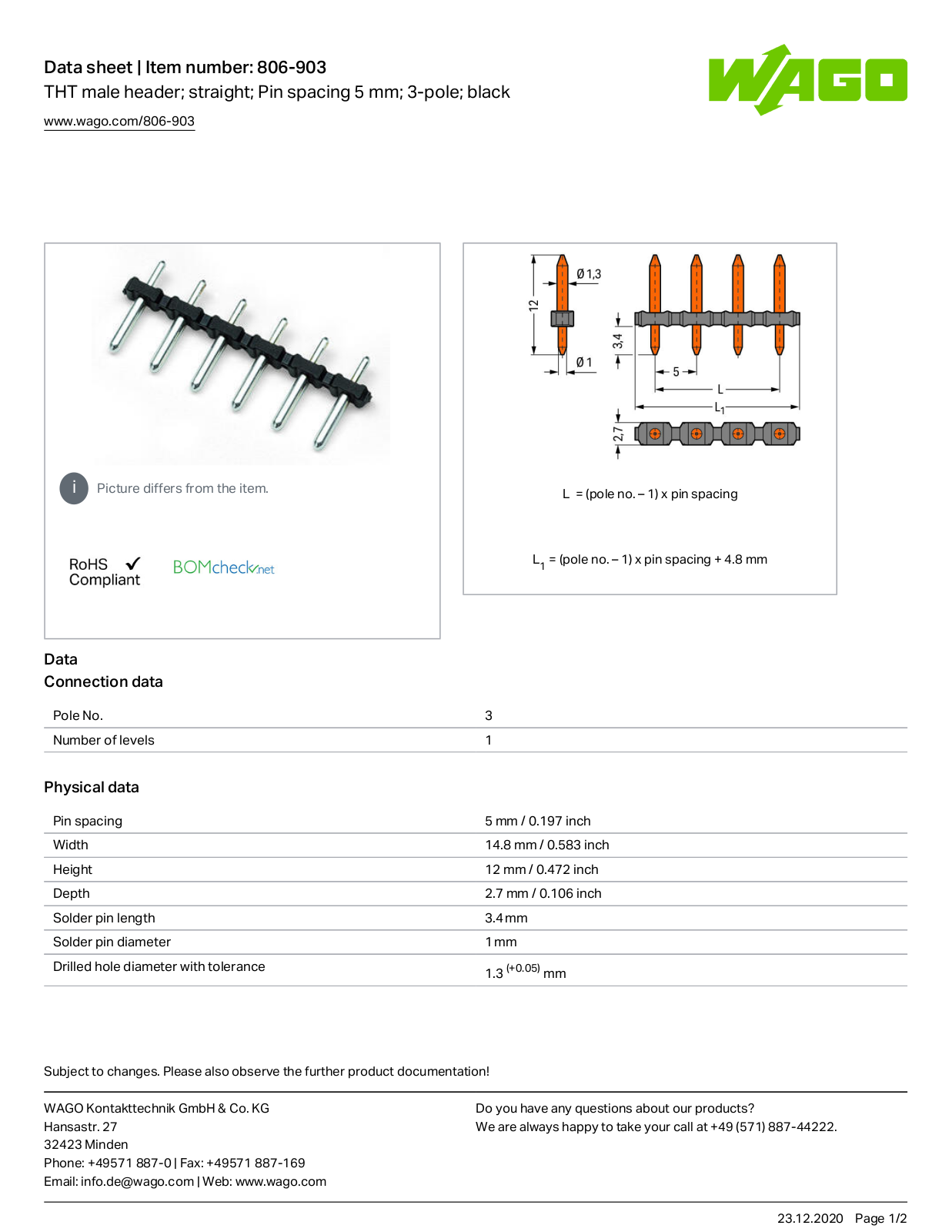 WAGO 806-903 Datasheet - ManualMachine.com