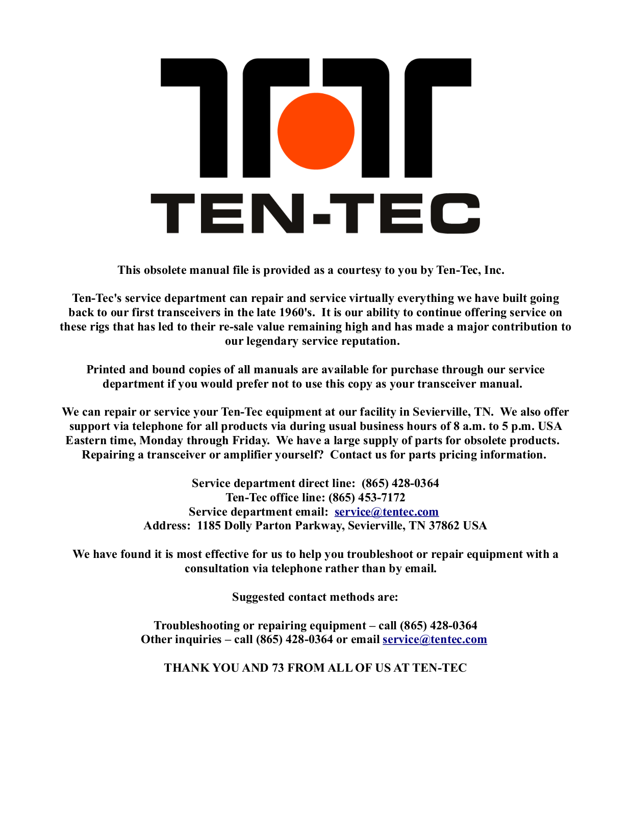 Ten-Tec Omni VI Plus, 564 User guide - ManualMachine.com