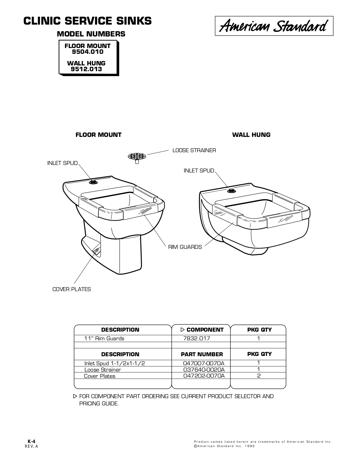 American Standard 9504.010 User Manual