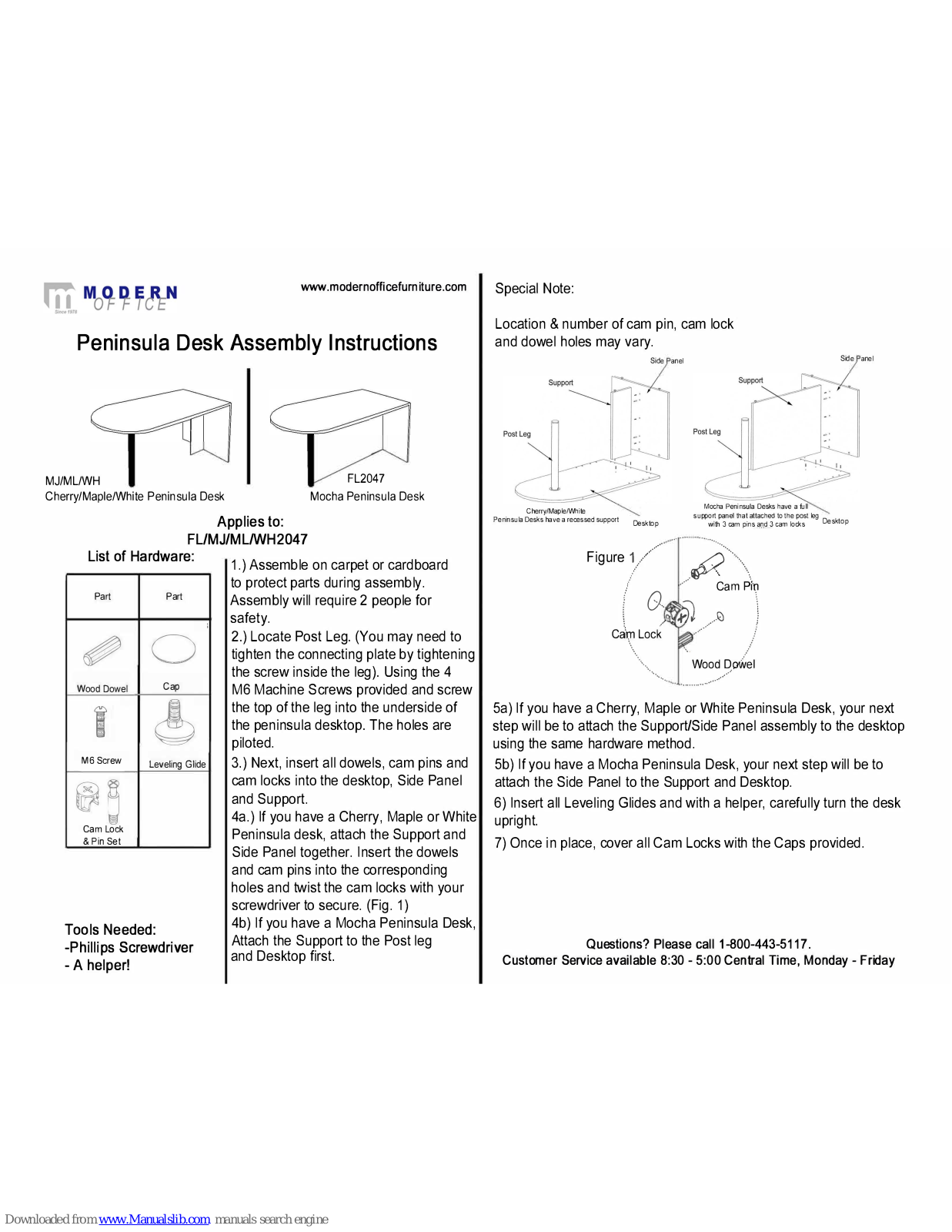 Modern Office MJ, WH, ML, FL2047 Assembly Instructions Manual