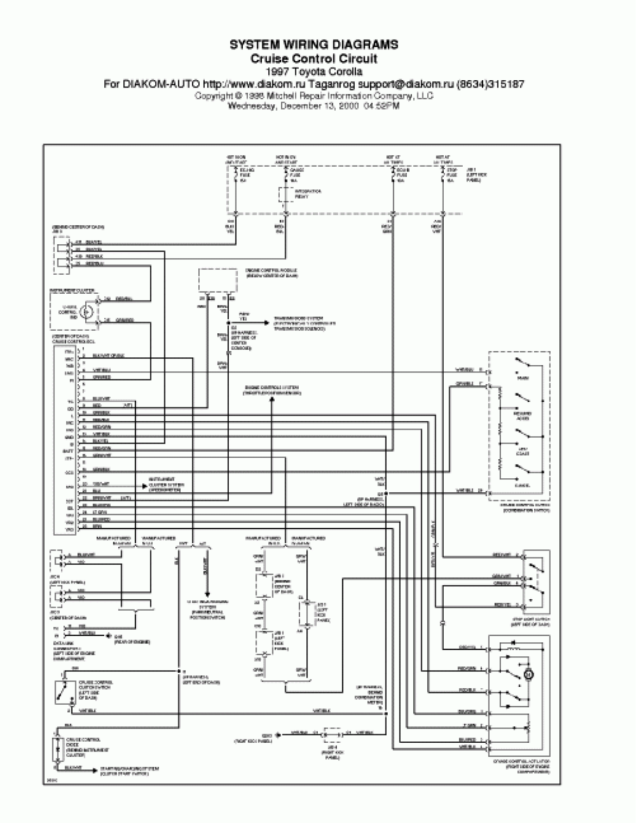 Toyota 1997   corolla cruise schematic