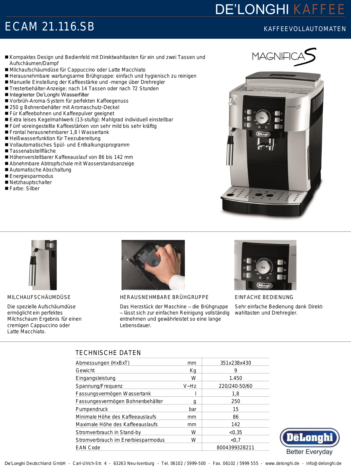 De'Longhi ECAM 21.116 Service Manual