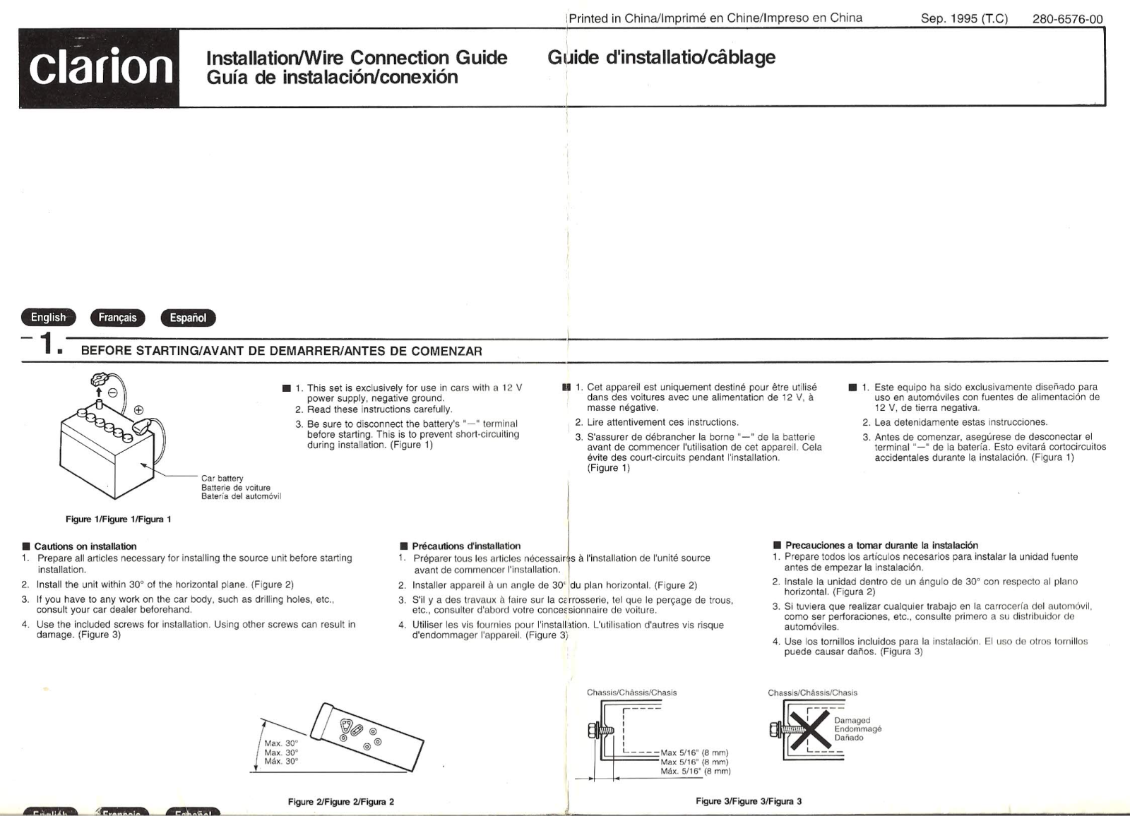 Clarion 280-6576-00 Connection Manual