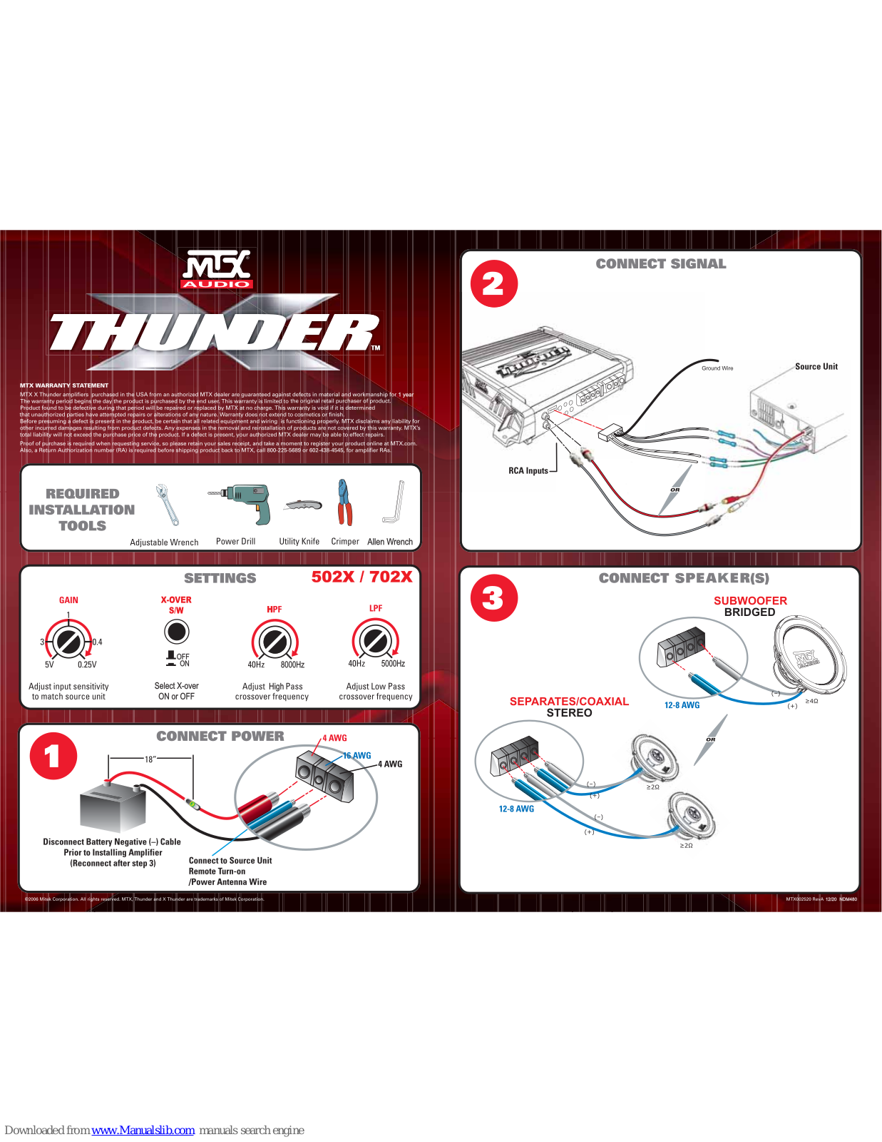 MTX X Thunder 502X, X Thunder 702X Connection Manual