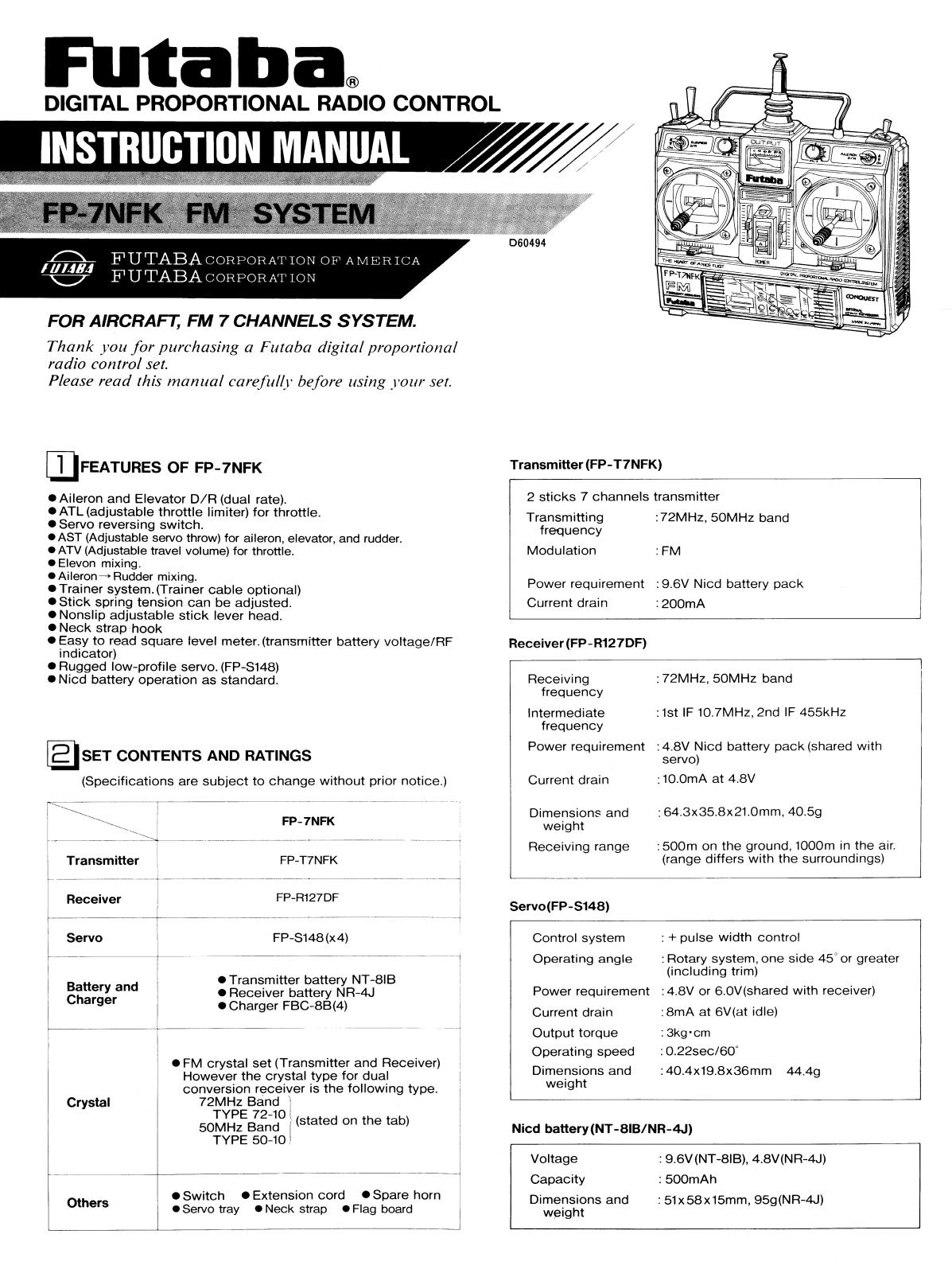 Futaba FP7NFK User Manual