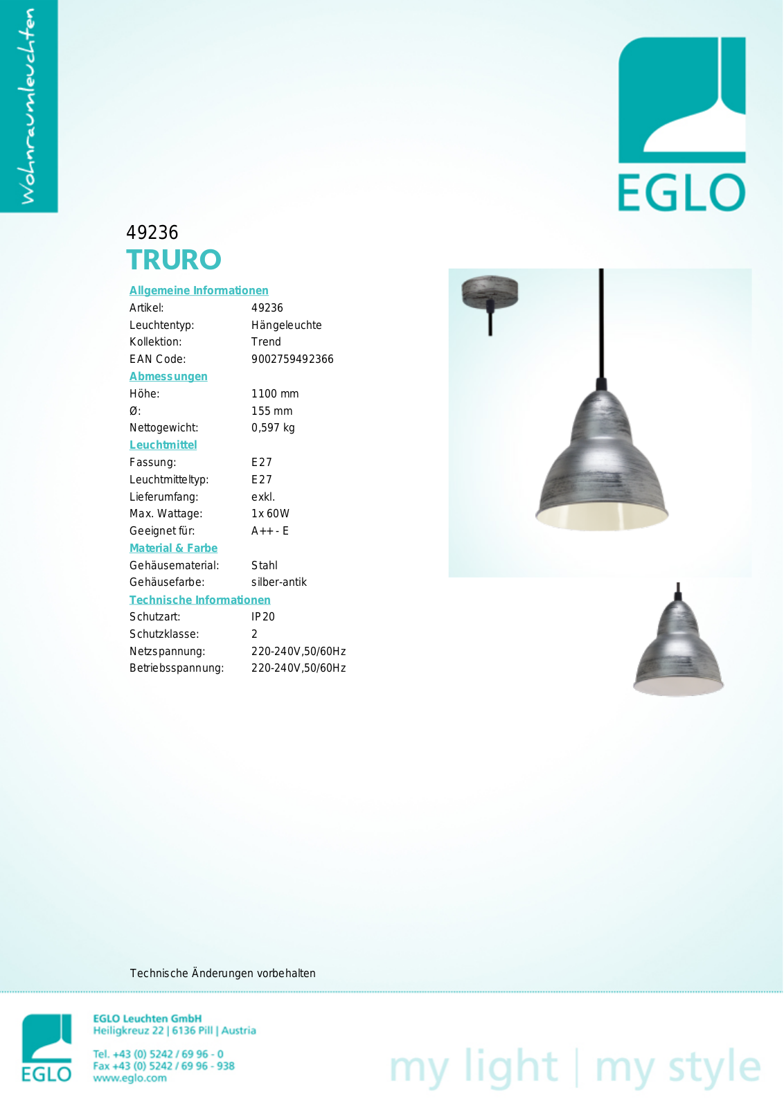 Eglo 49236 Service Manual