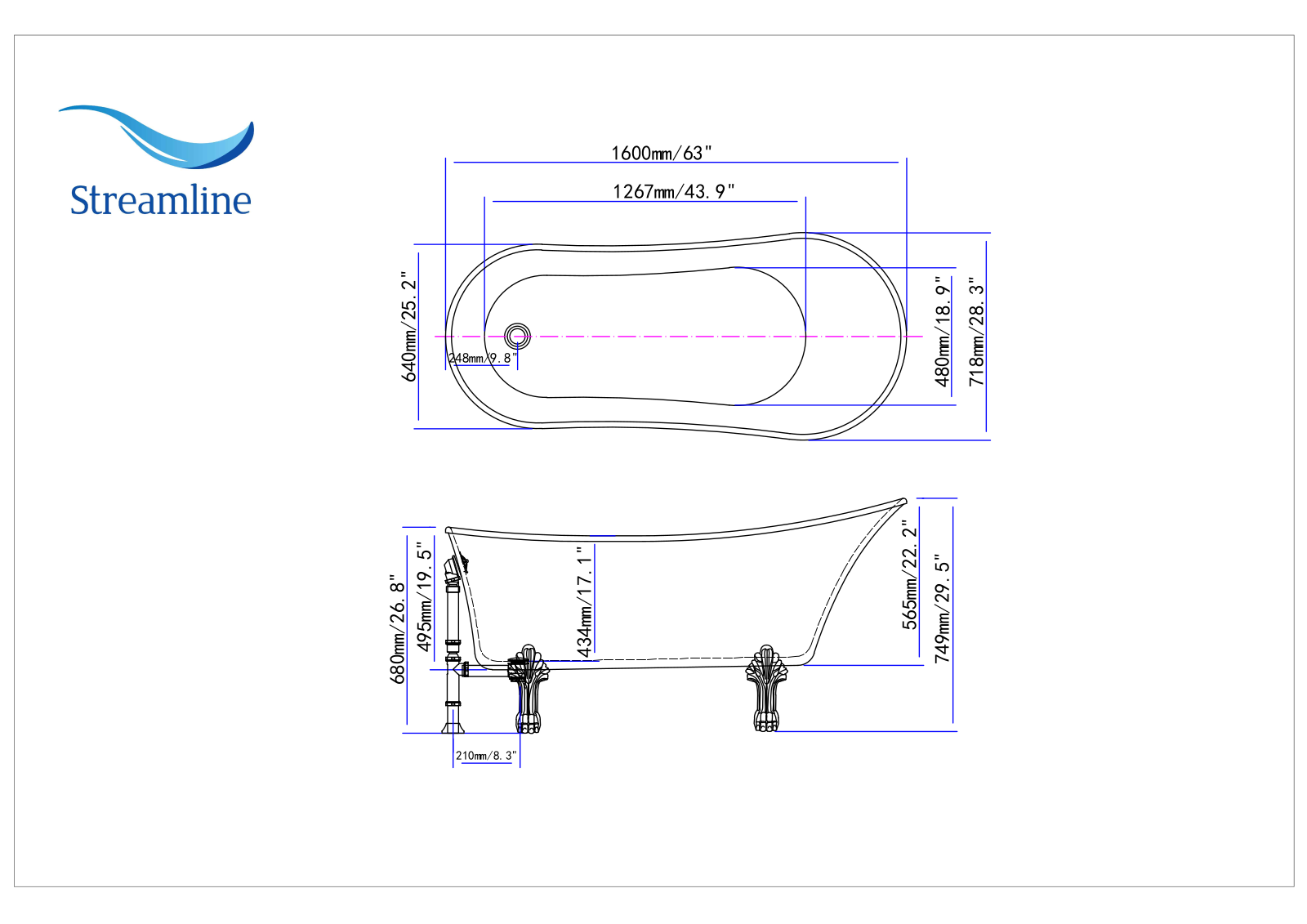 Streamline Bath SLBH8112 Dimensions - ManualMachine.com
