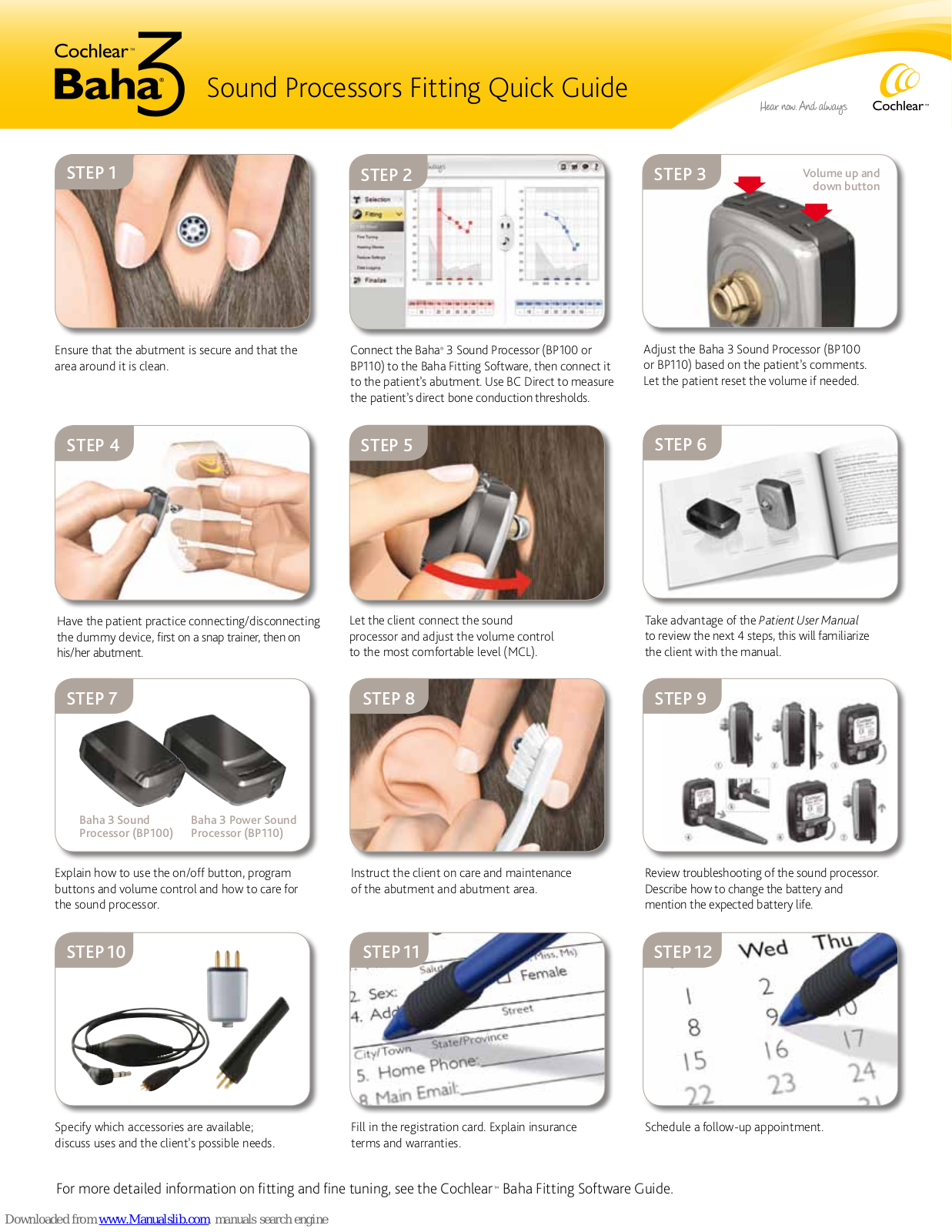 Cochlear Baha 3, BP100, BP110 Fitting Quick Manual