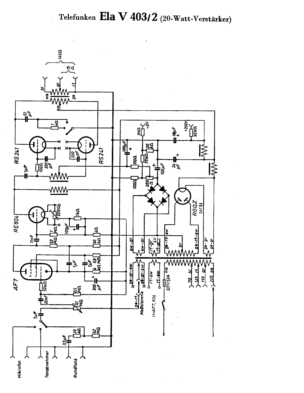 Telefunken Ela V403 Cirquit Diagram