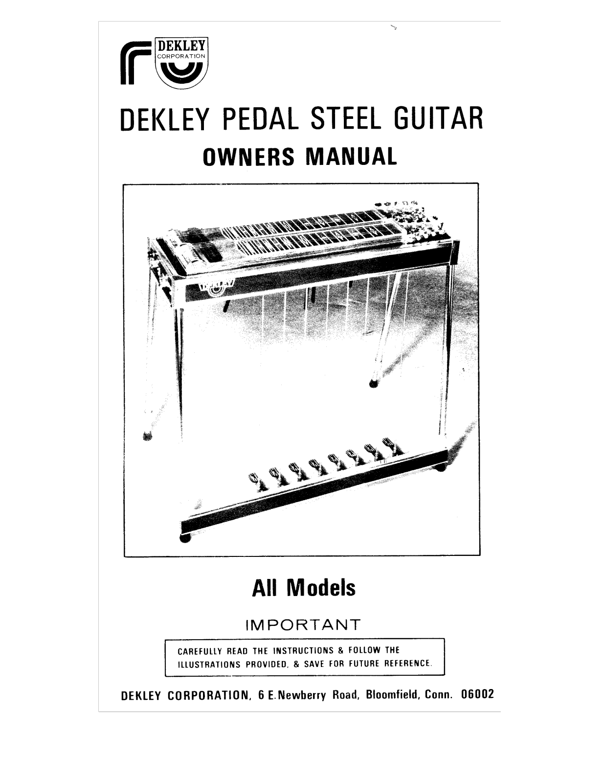 Dekely Pedal Steel Guitar Owners Manual