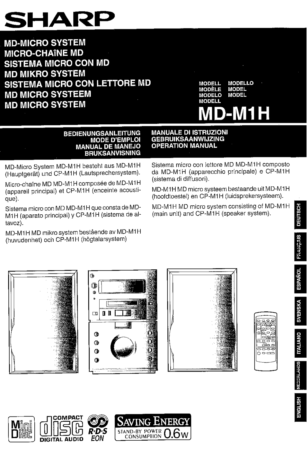 Sharp MD-M1H QUICK GUIDE