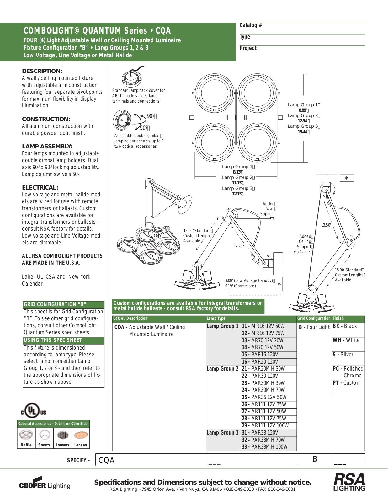 Cooper Lighting CQA User Manual