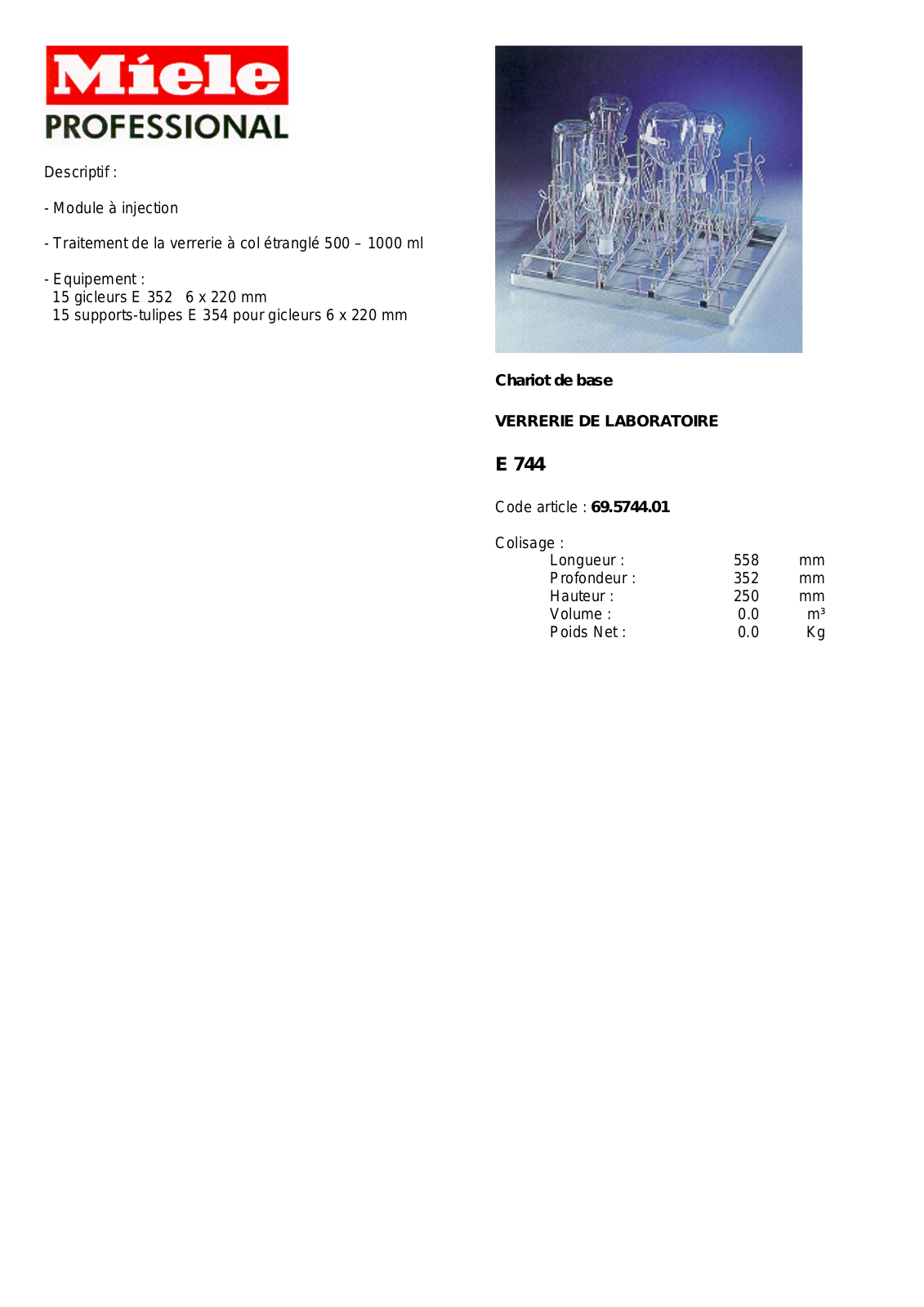 MIELE E 744 DESCRIPTIF User Manual