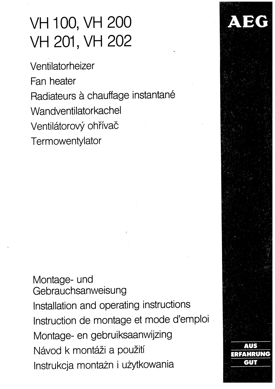 Aeg VH202, VH201, VH100, VH200 Operating instructions