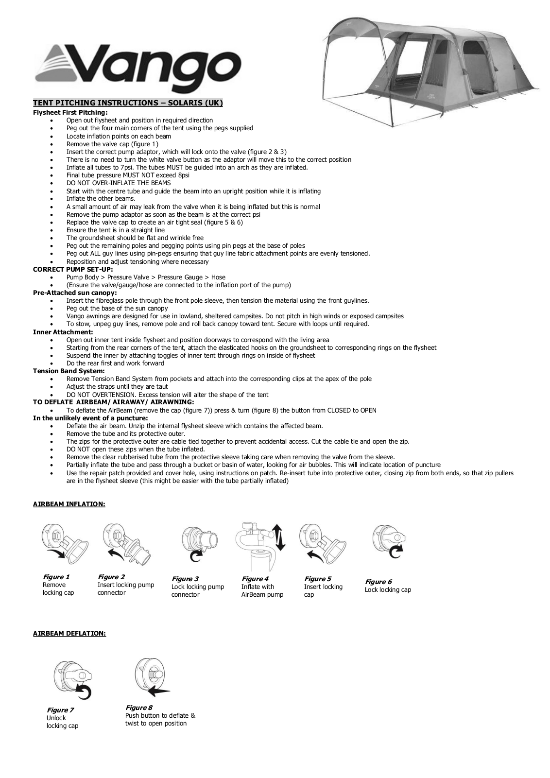 Vango Solaris 600, Solaris 400, Solaris 500 User Manual